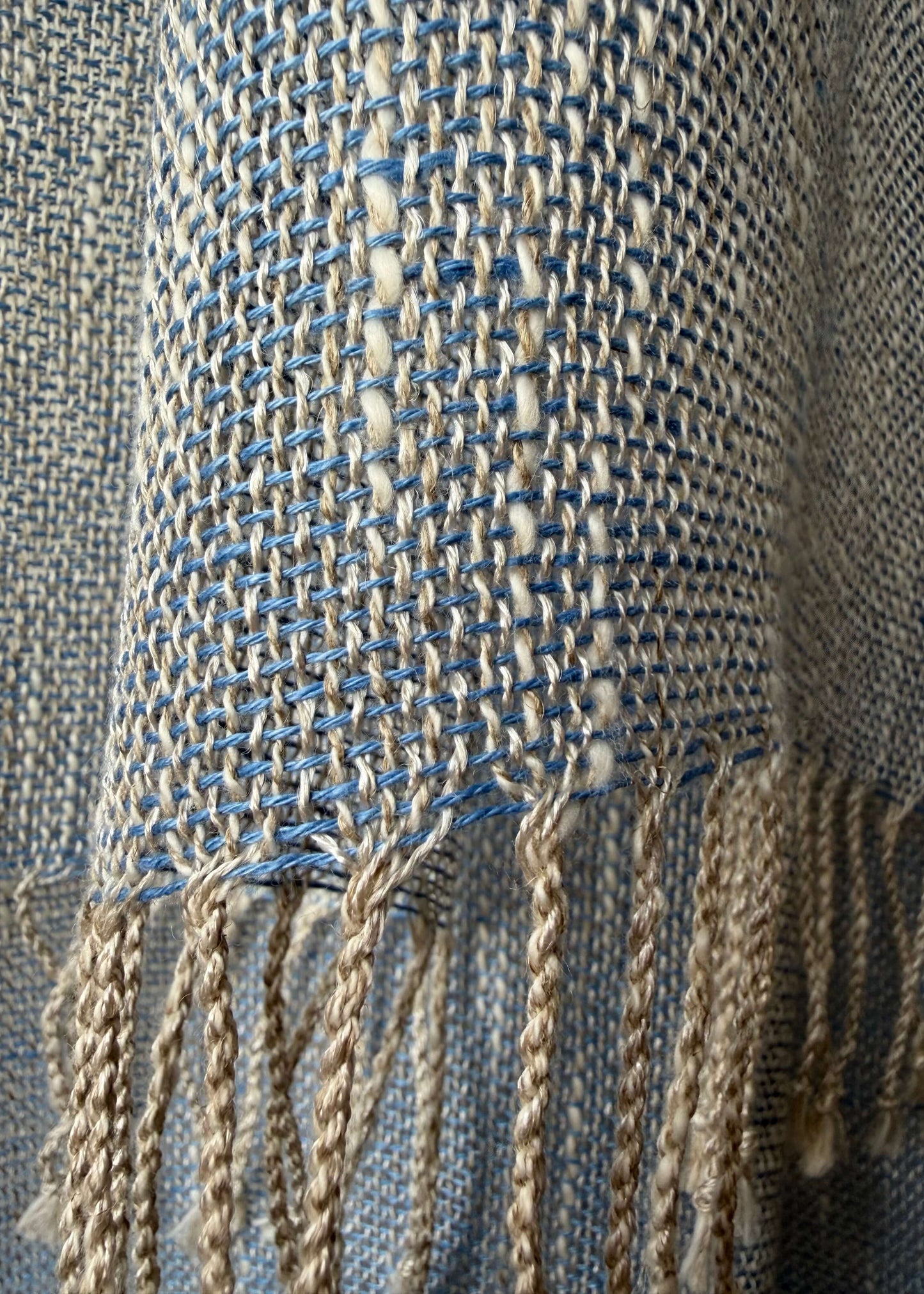 Linen & silk scarf WAVE - maya blue