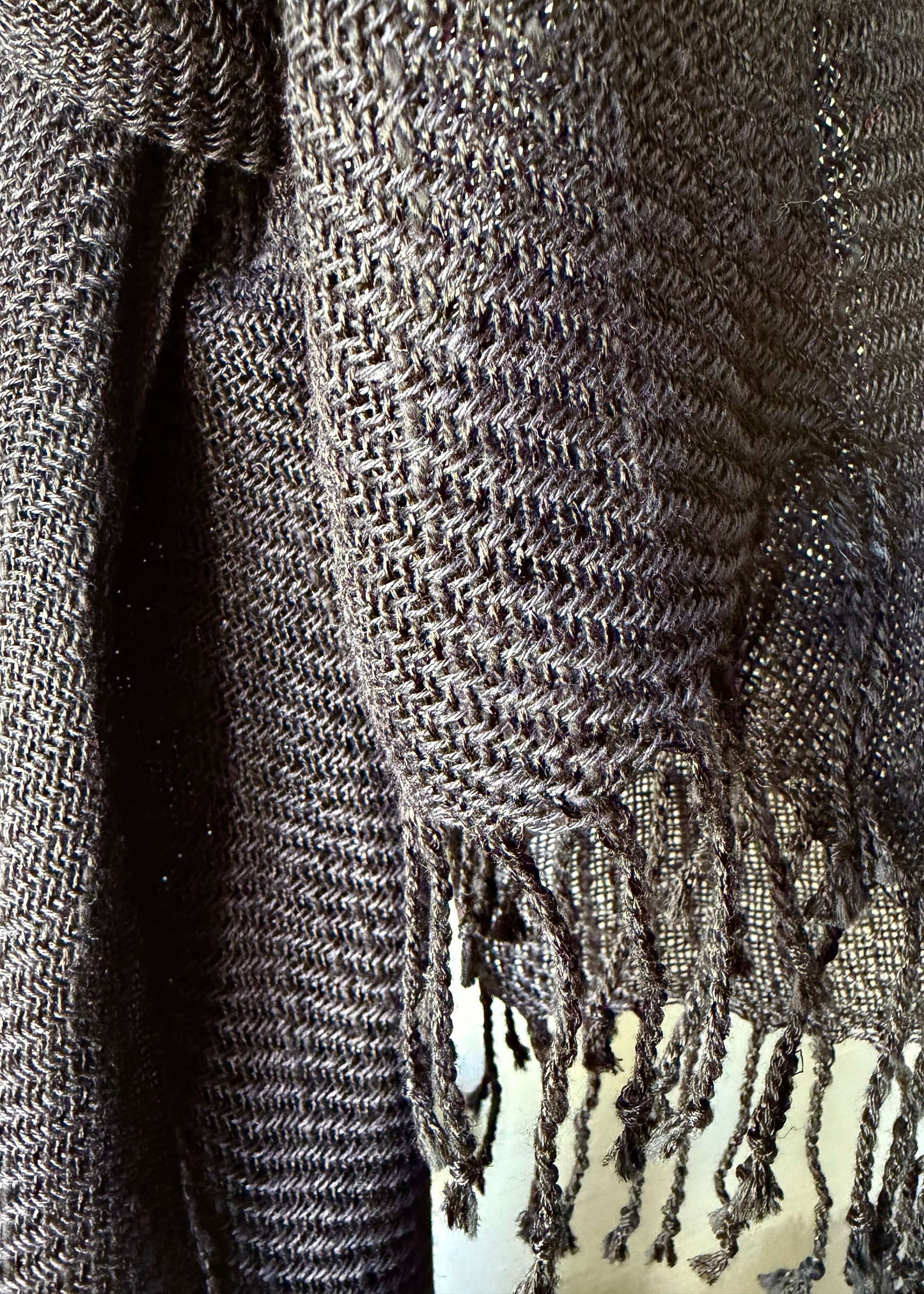 Linen & silk scarf WAVE - black