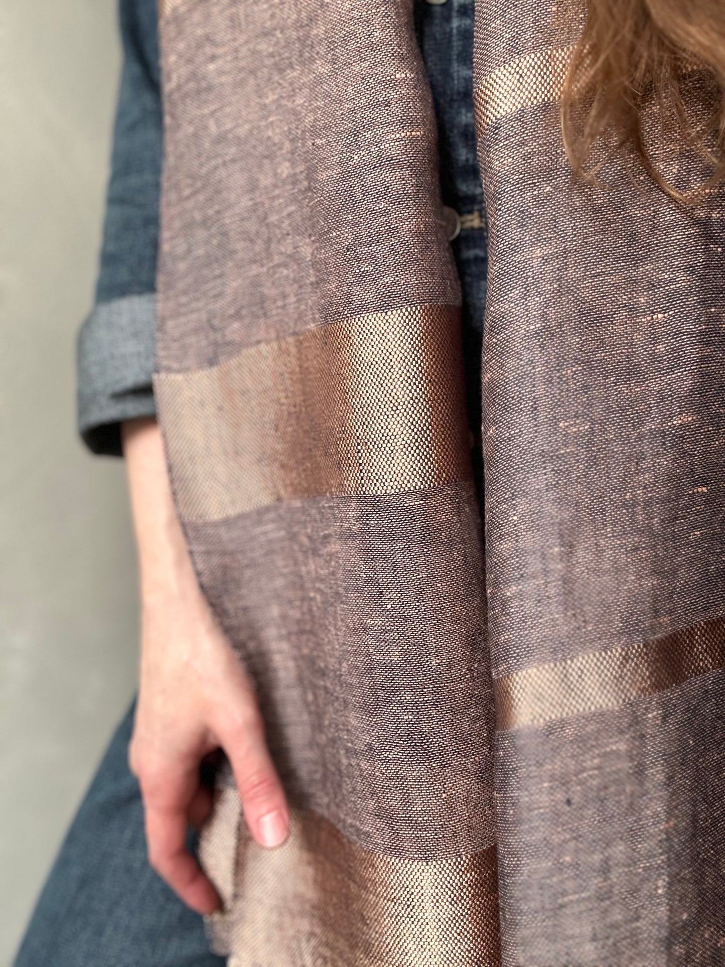 Linen and silk mix scarf OPERA - narrow PINK