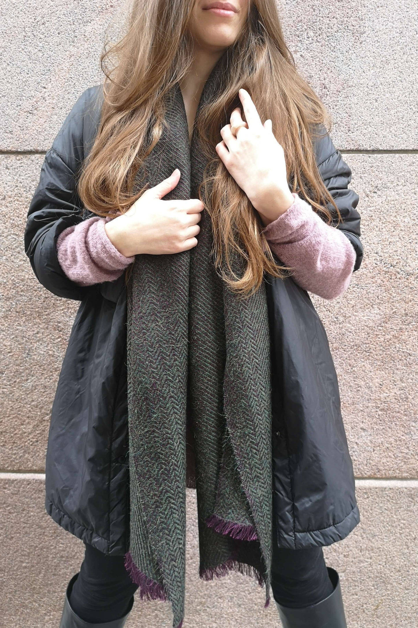 Herringbone linen & alpaca scarf BRUSSELS