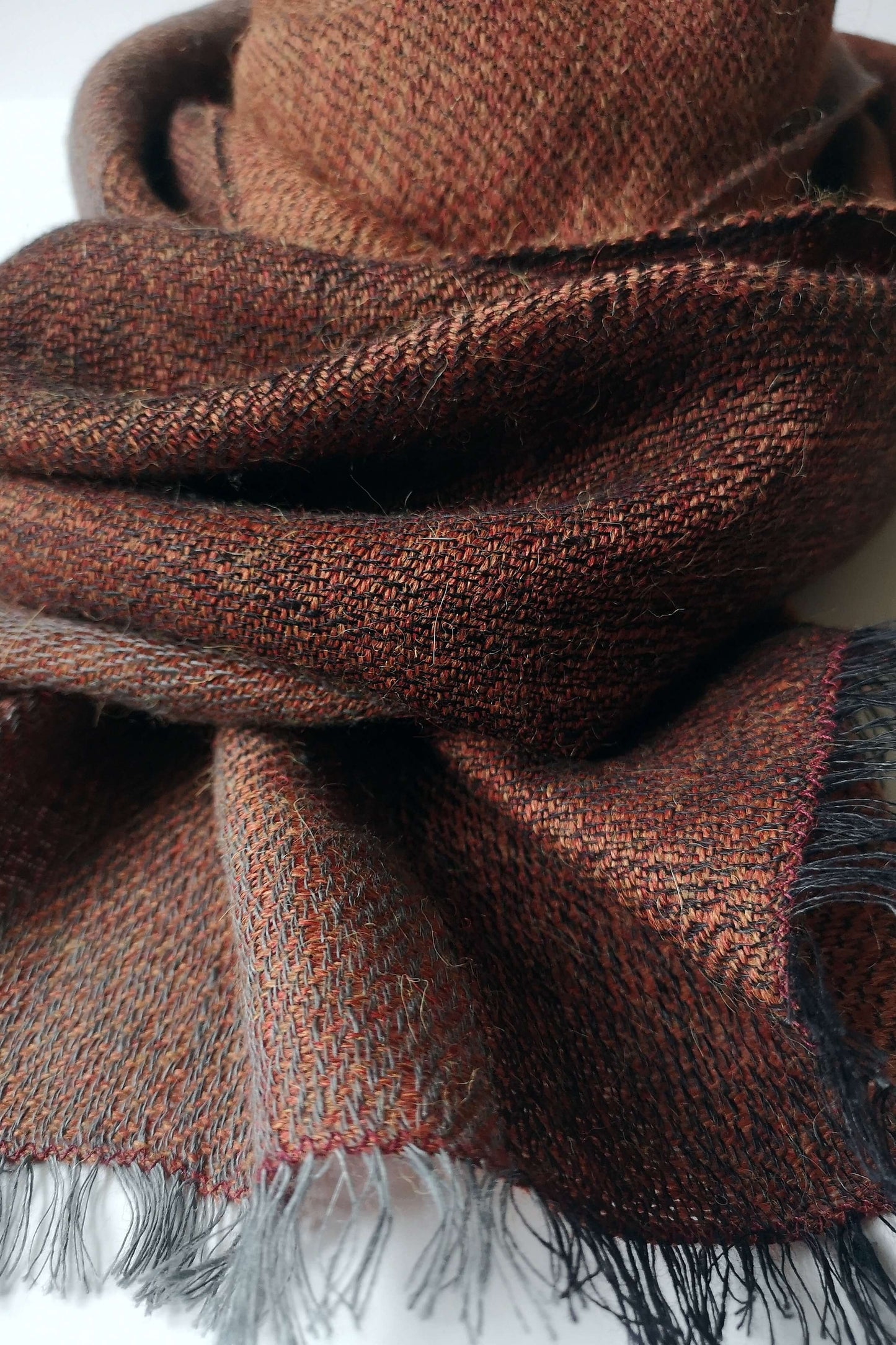 Double-sided linen & alpaca scarf EARTH