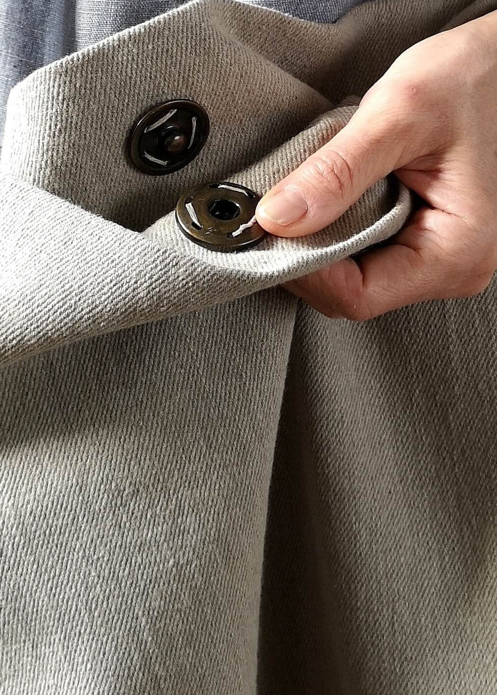 Linen Tote Bag with Leather Handle - natural with black