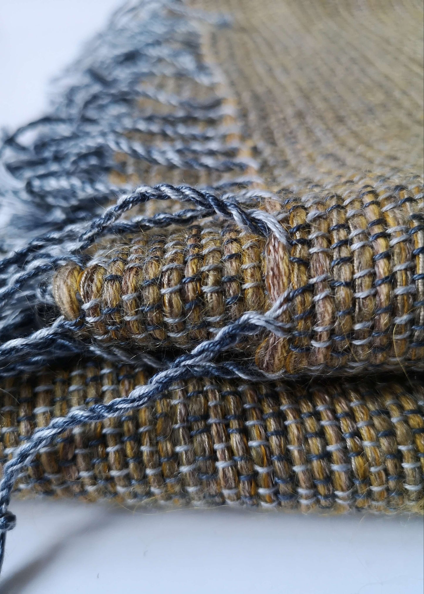 Wool & linen mix throw - mustard