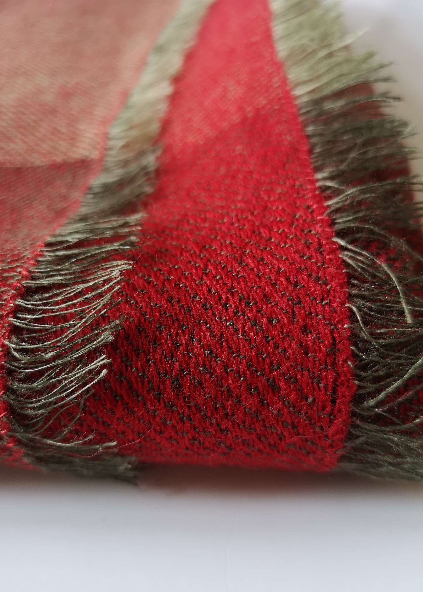 Reversible linen & alpaca scarf EARTH - wide RED