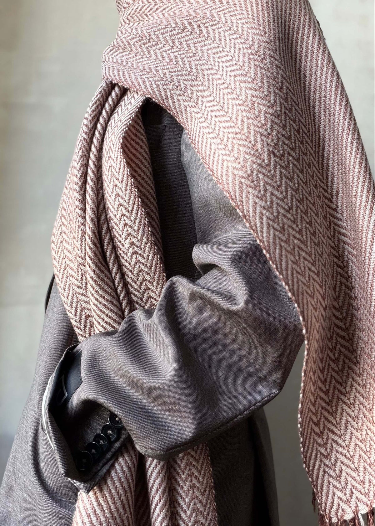 Herringbone linen & merino scarf BRUSSELS
