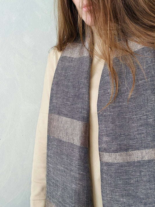 Linen and silk mix scarf OPERA - narrow BEIGE