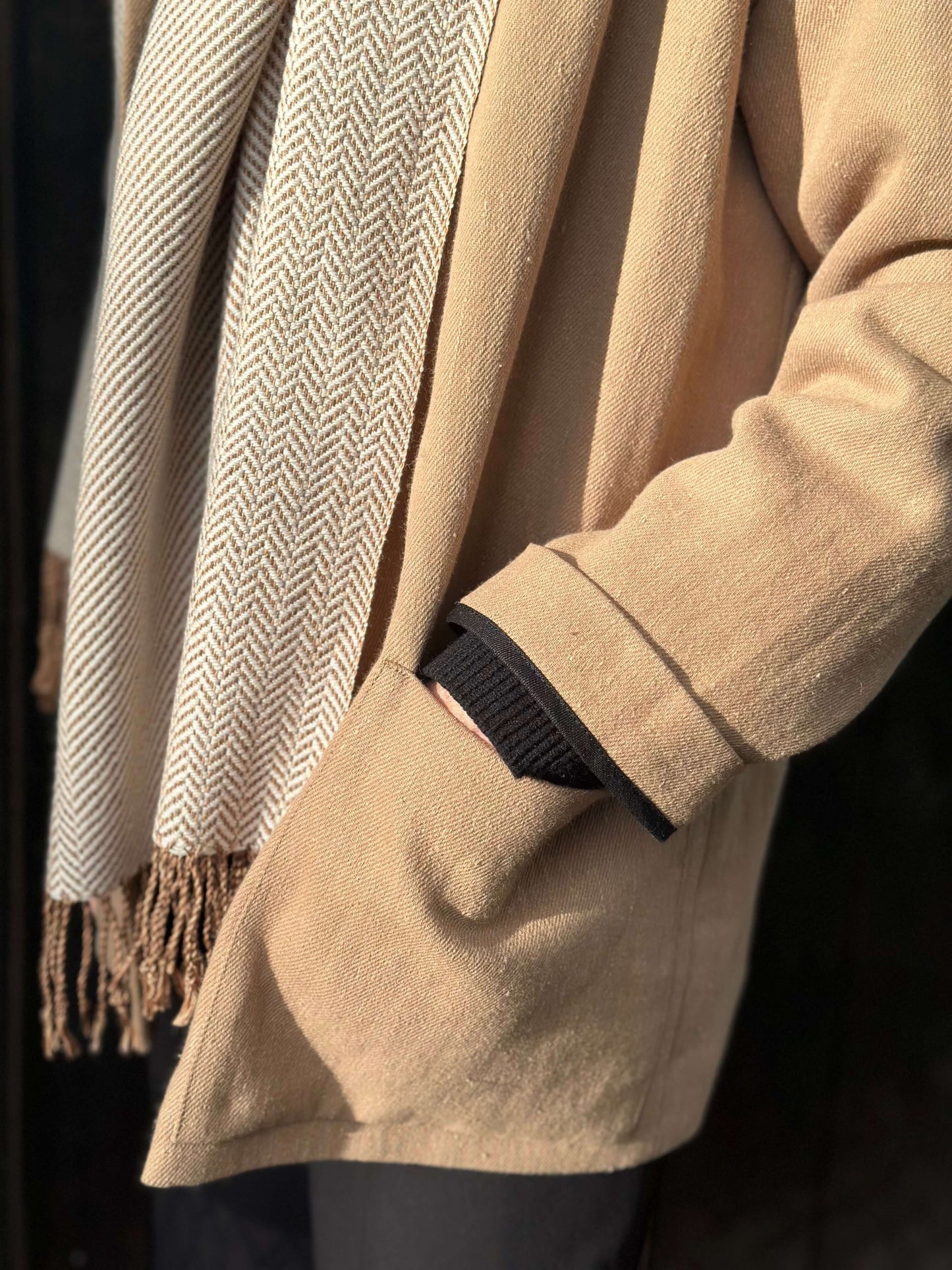 Herringbone linen & merino scarf BRUSSELS