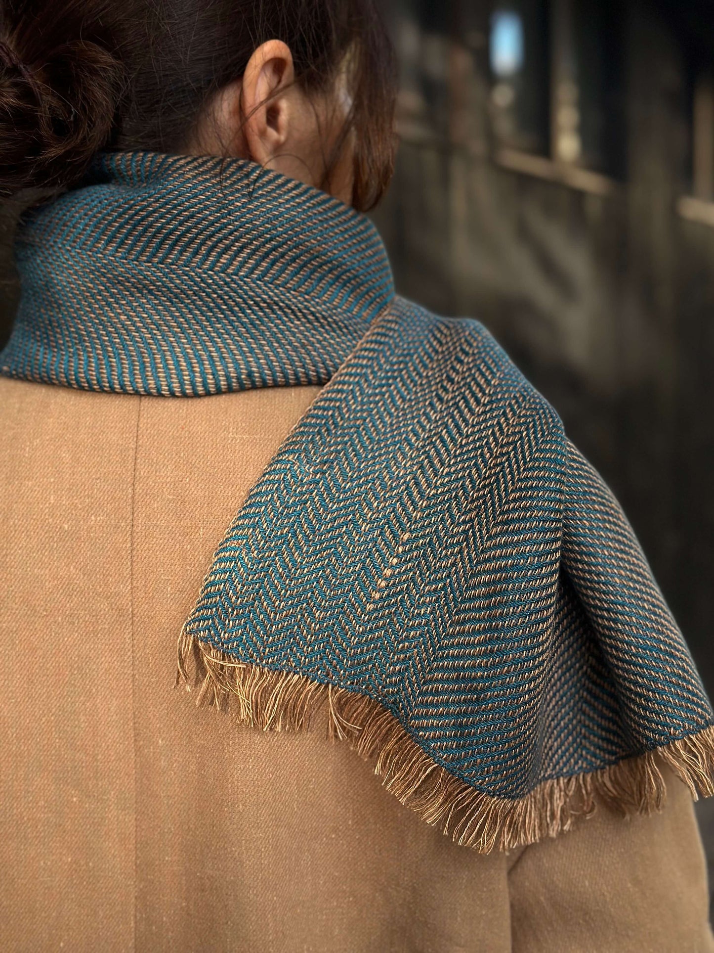 Herringbone pure linen scarf BRUSSELS