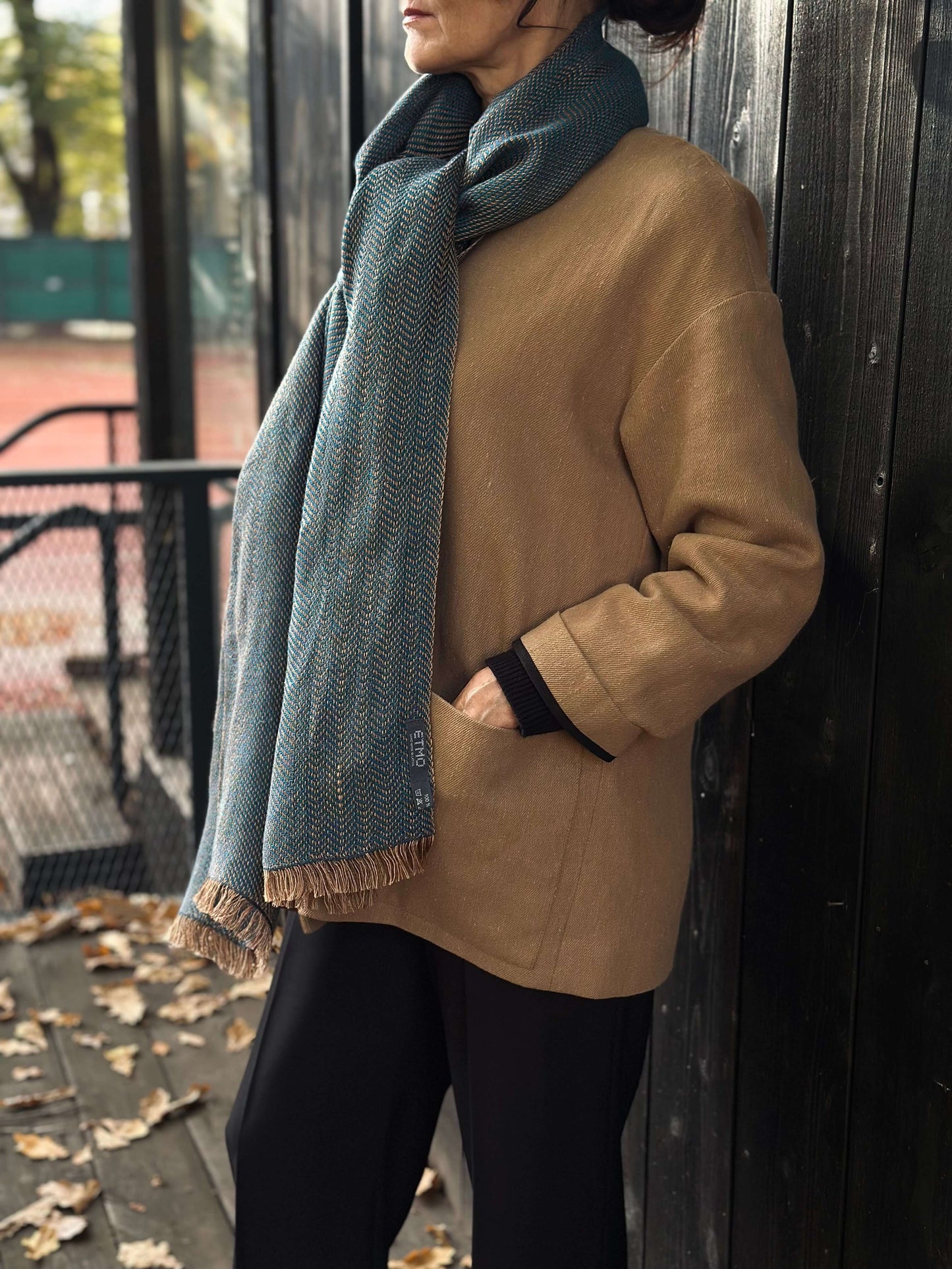 Herringbone pure linen scarf BRUSSELS