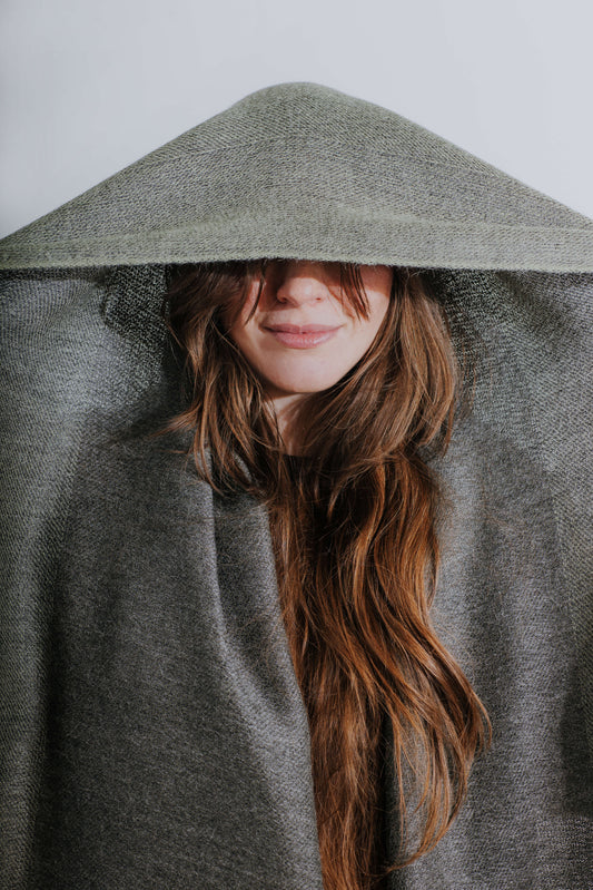 Double-sided linen & alpaca scarf EARTH