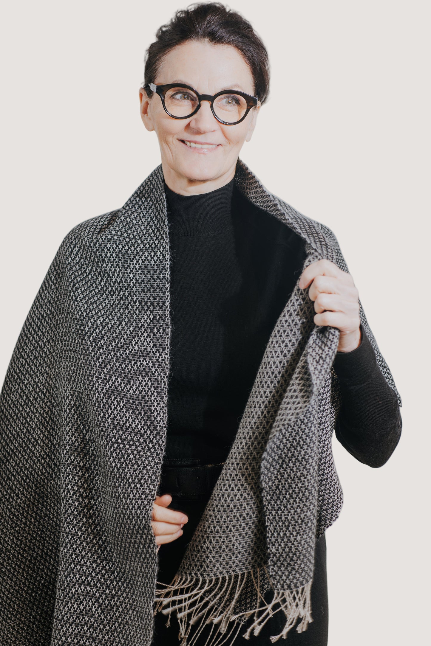 Linen & alpaca scarf RAXTI - black