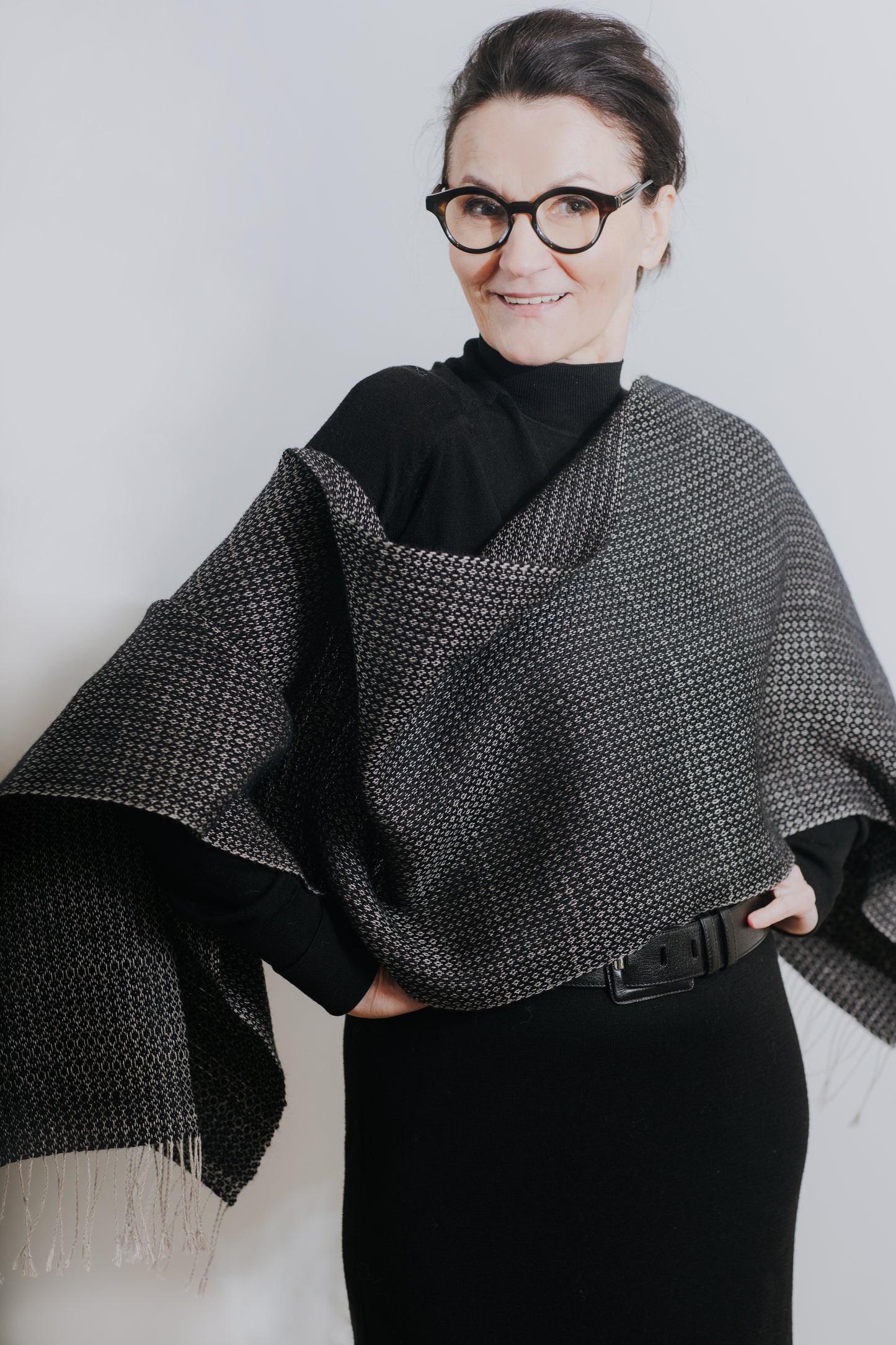 Double-sided linen & alpaca scarf RAXTI