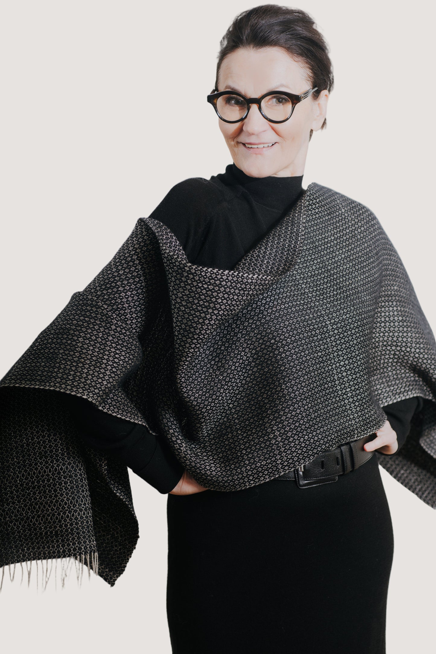 Linen & alpaca scarf RAXTI - black