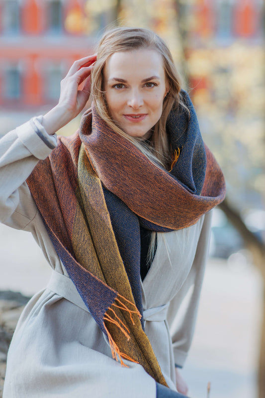 Double-sided linen & alpaca scarf SUN