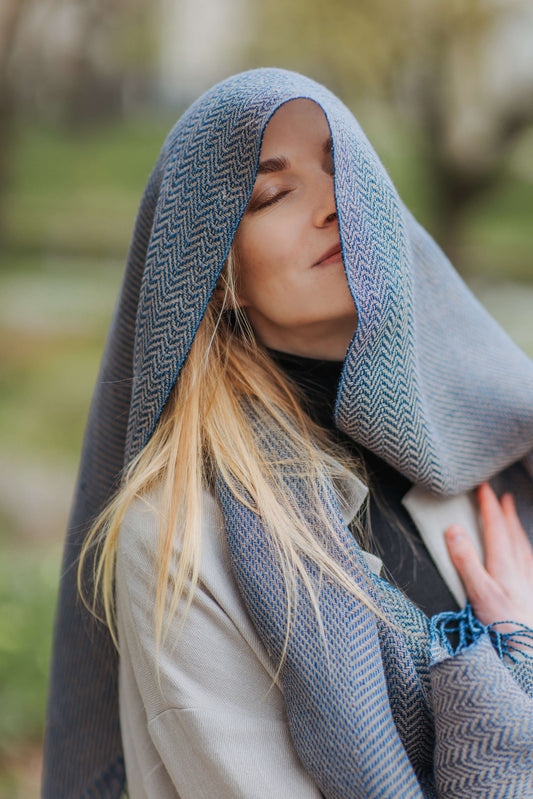 Herringbone pure linen scarf BRUSSELS