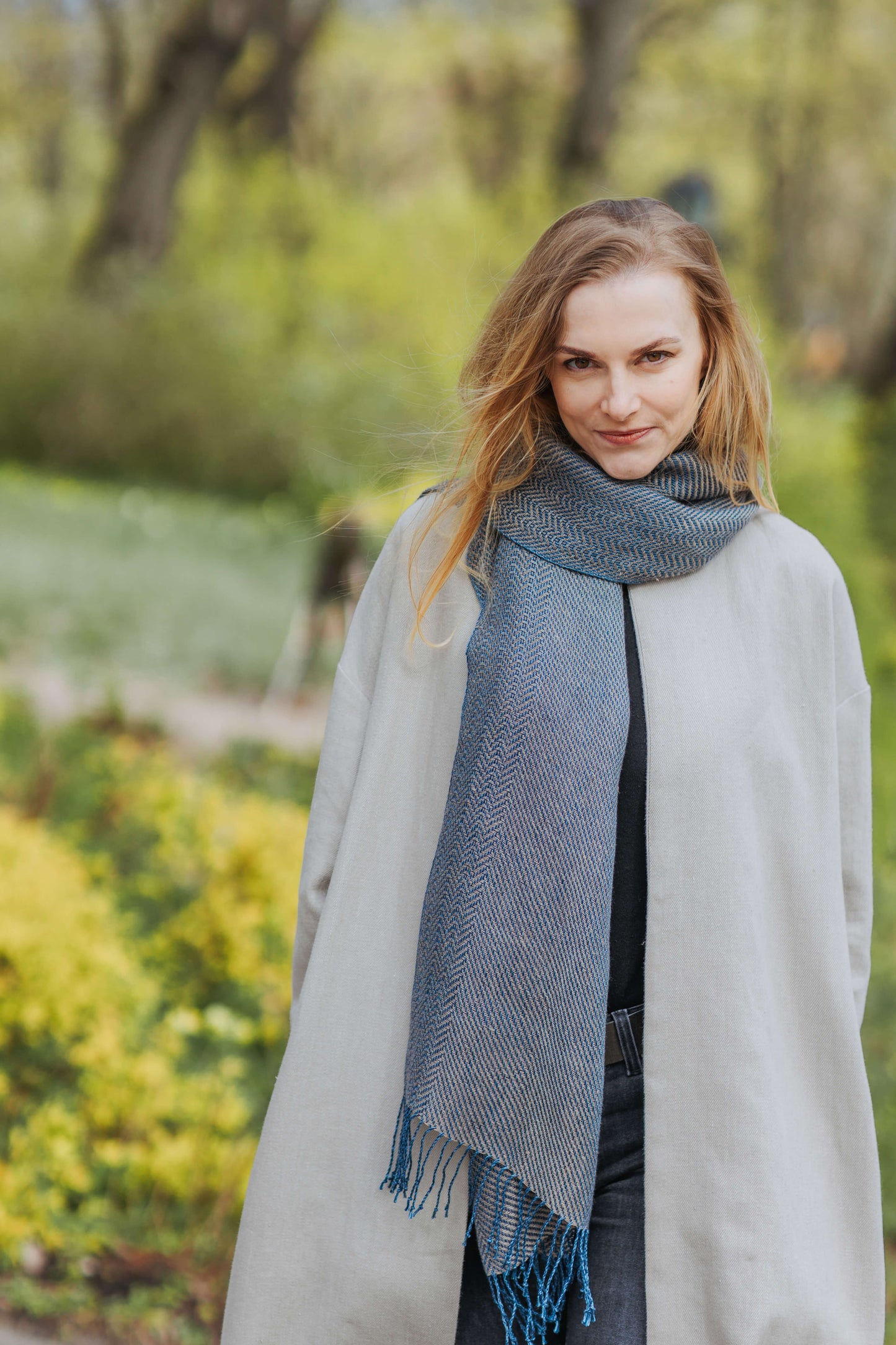Herringbone pure linen scarf BRUSSELS