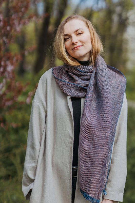 Herringbone pure linen scarf BRUSSELS