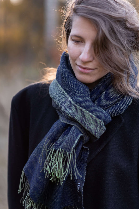 Double-sided linen & alpaca scarf EARTH