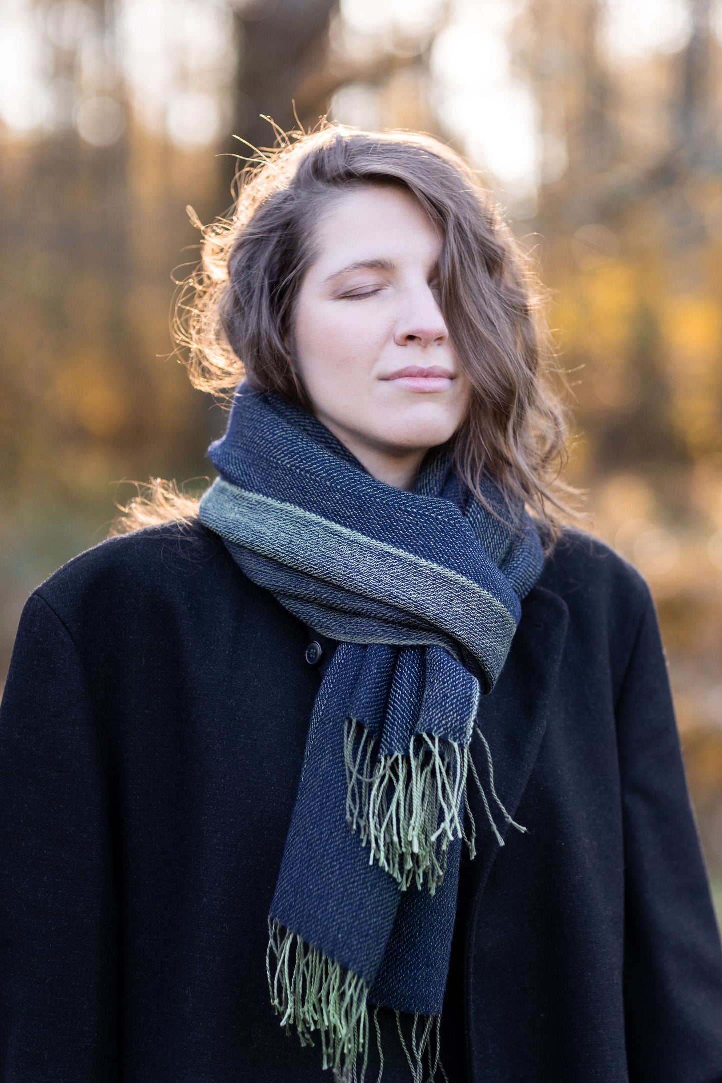 Double-sided linen & alpaca scarf EARTH