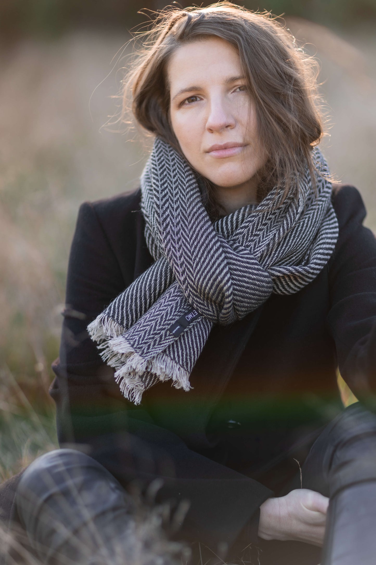 Herringbone linen & alpaca scarf BRUSSELS