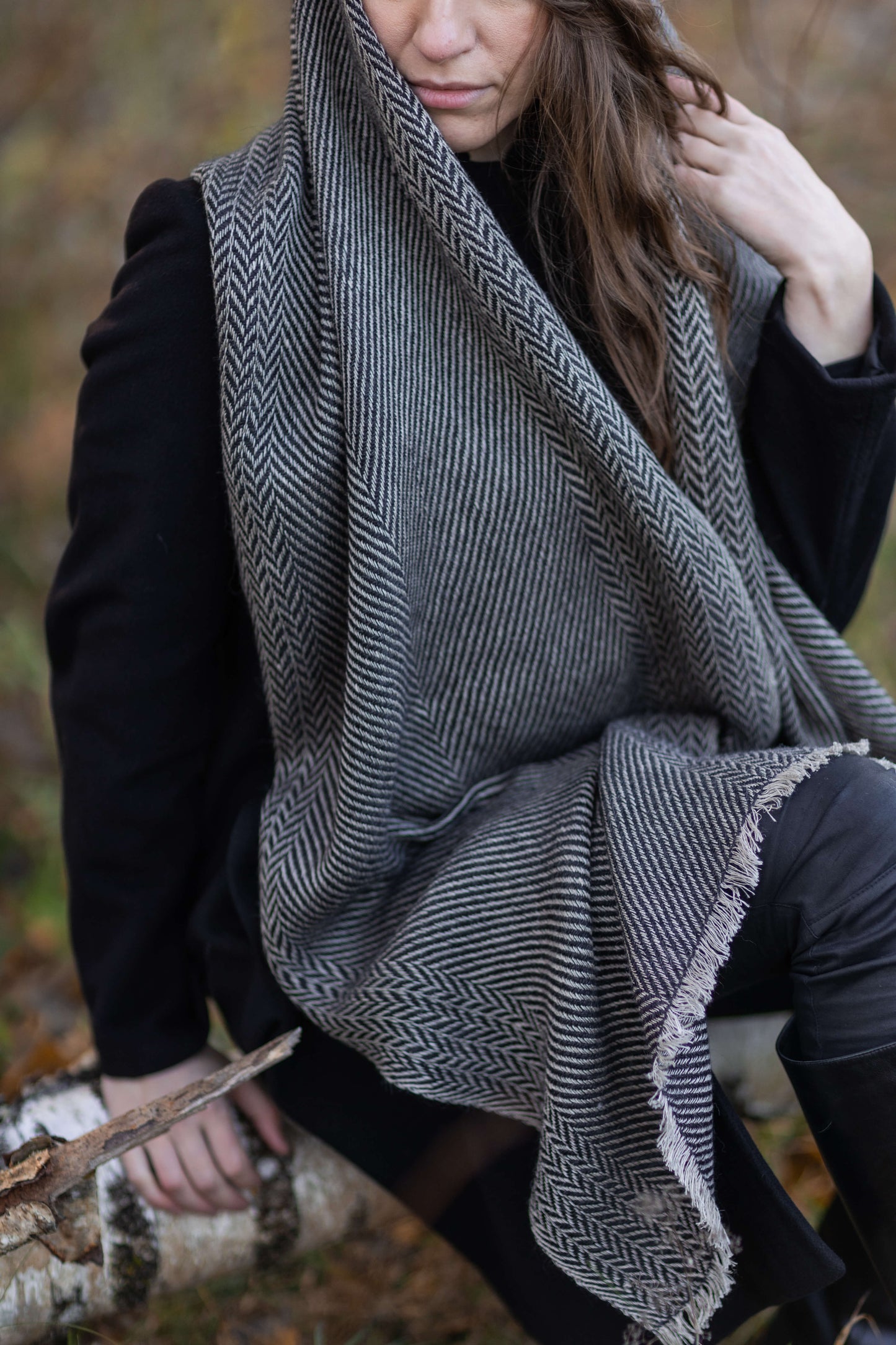 Herringbone linen & alpaca scarf BRUSSELS