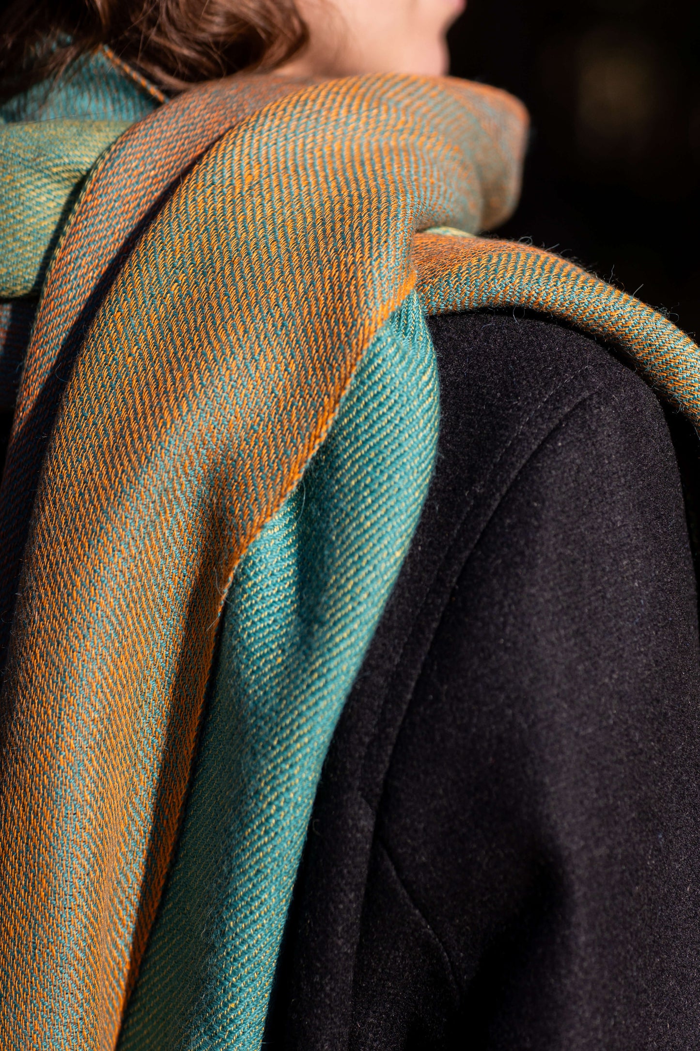 Double-sided linen & alpaca scarf SUN