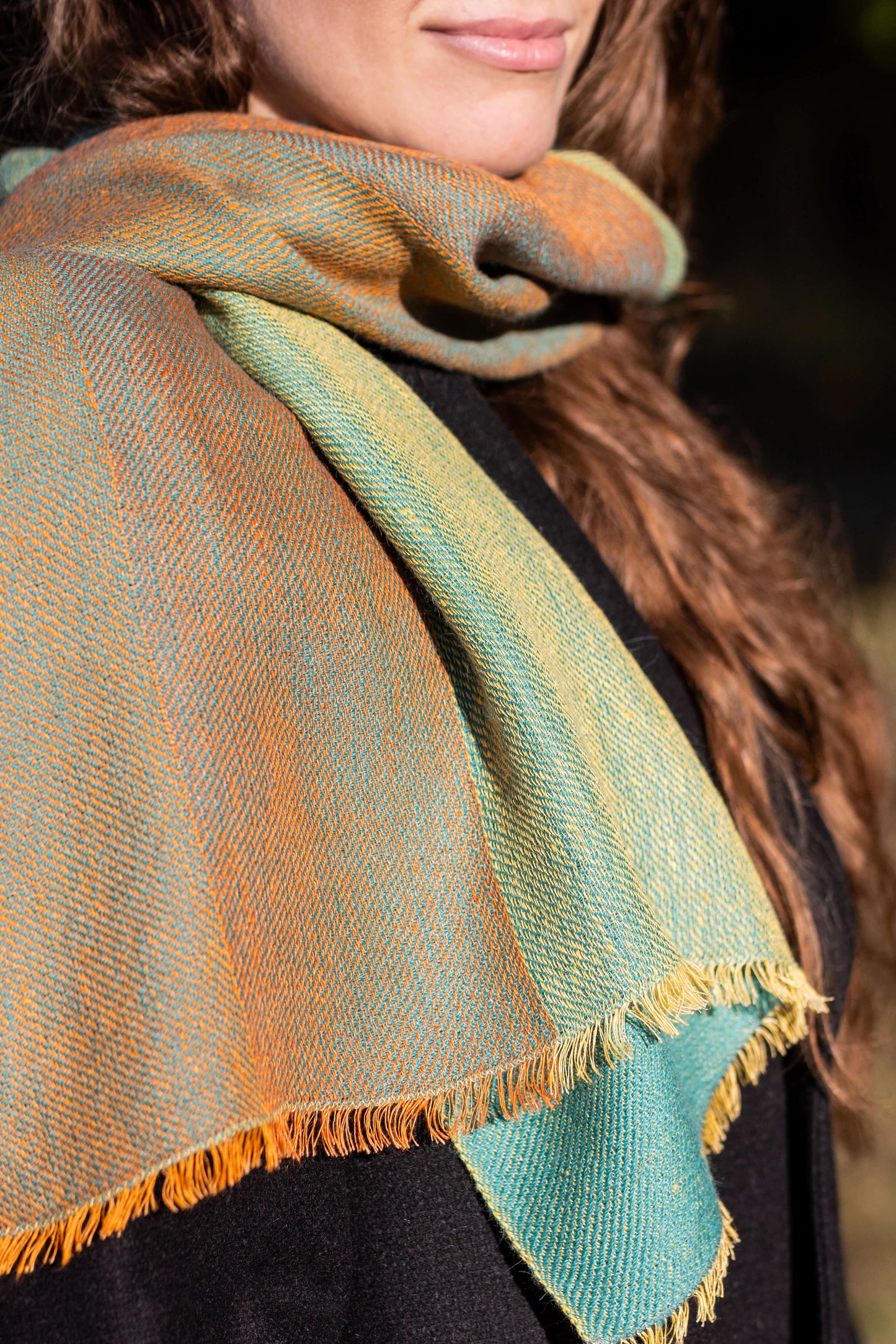 Double-sided linen & alpaca scarf SUN
