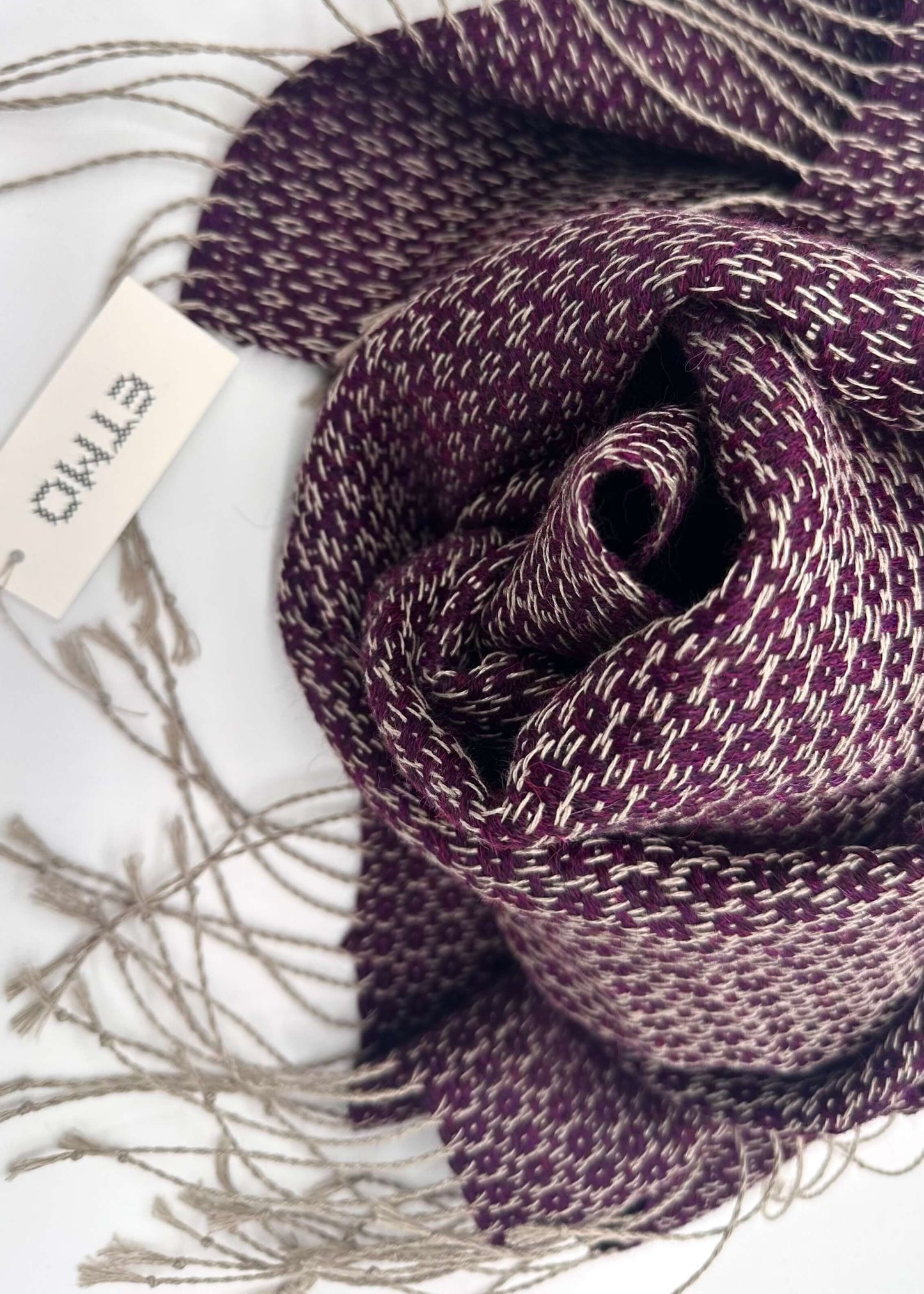 Linen & alpaca scarf RAXTI - burgundy