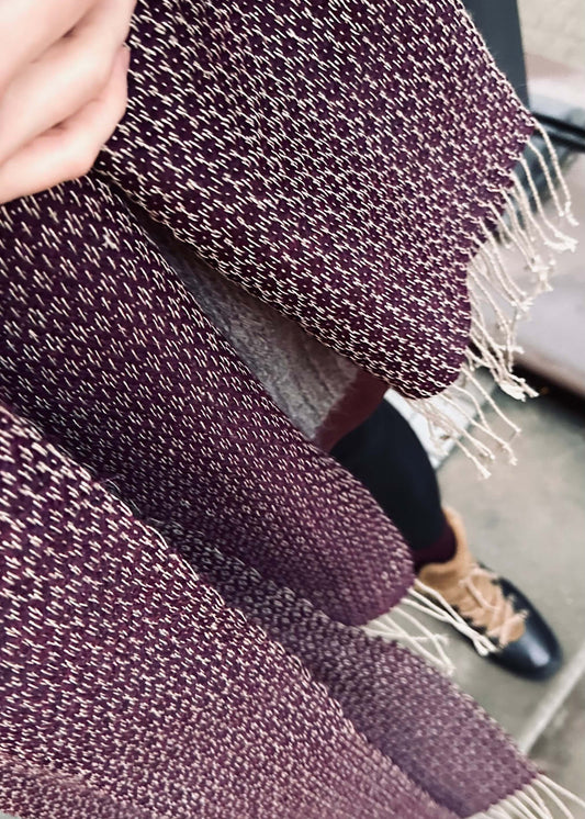 Linen & alpaca scarf RAXTI - burgundy