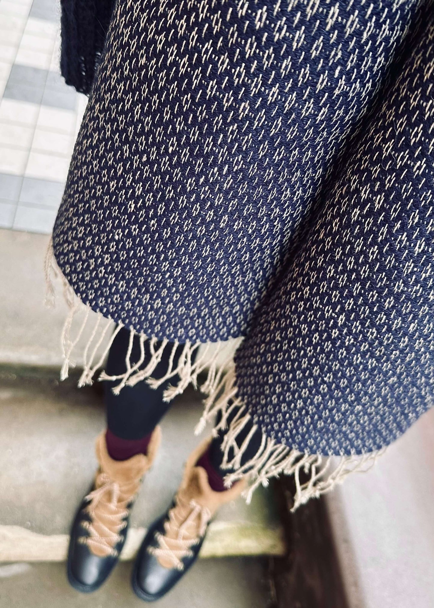 Linen & alpaca scarf RAXTI - blue