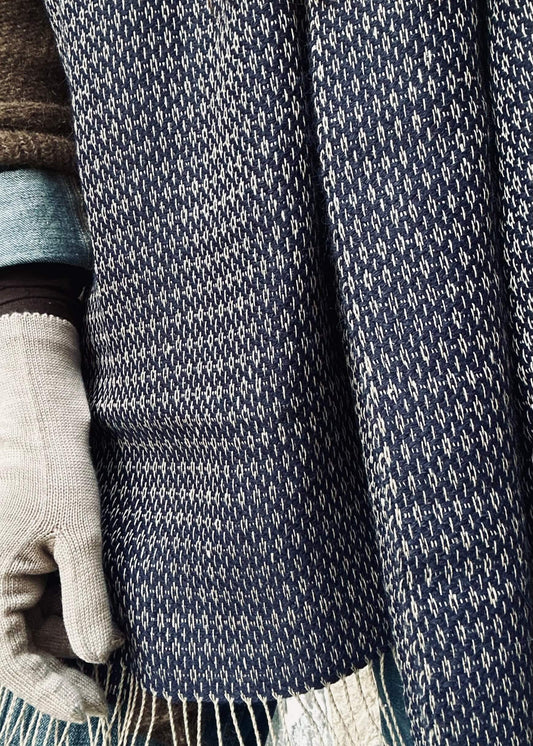 Linen & alpaca scarf RAXTI - blue