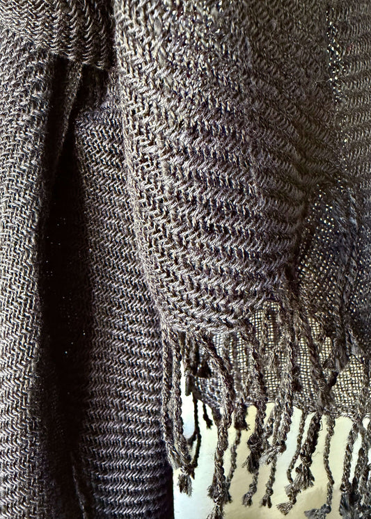 Linen & silk scarf WAVE - black