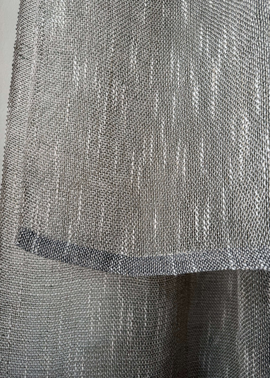 Linen & silk scarf WAVE - grey H