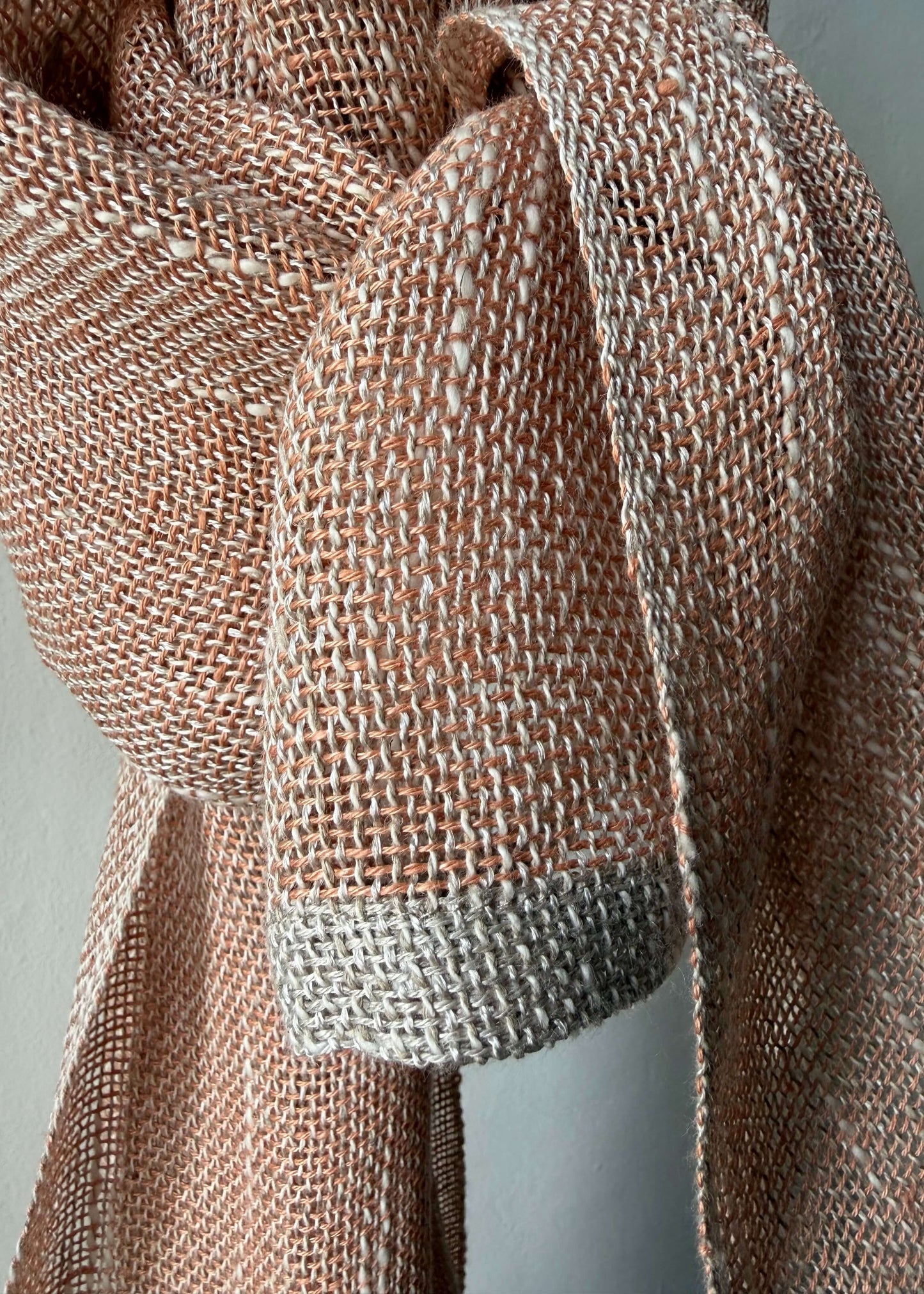 Linen & silk scarf WAVE - apricot H