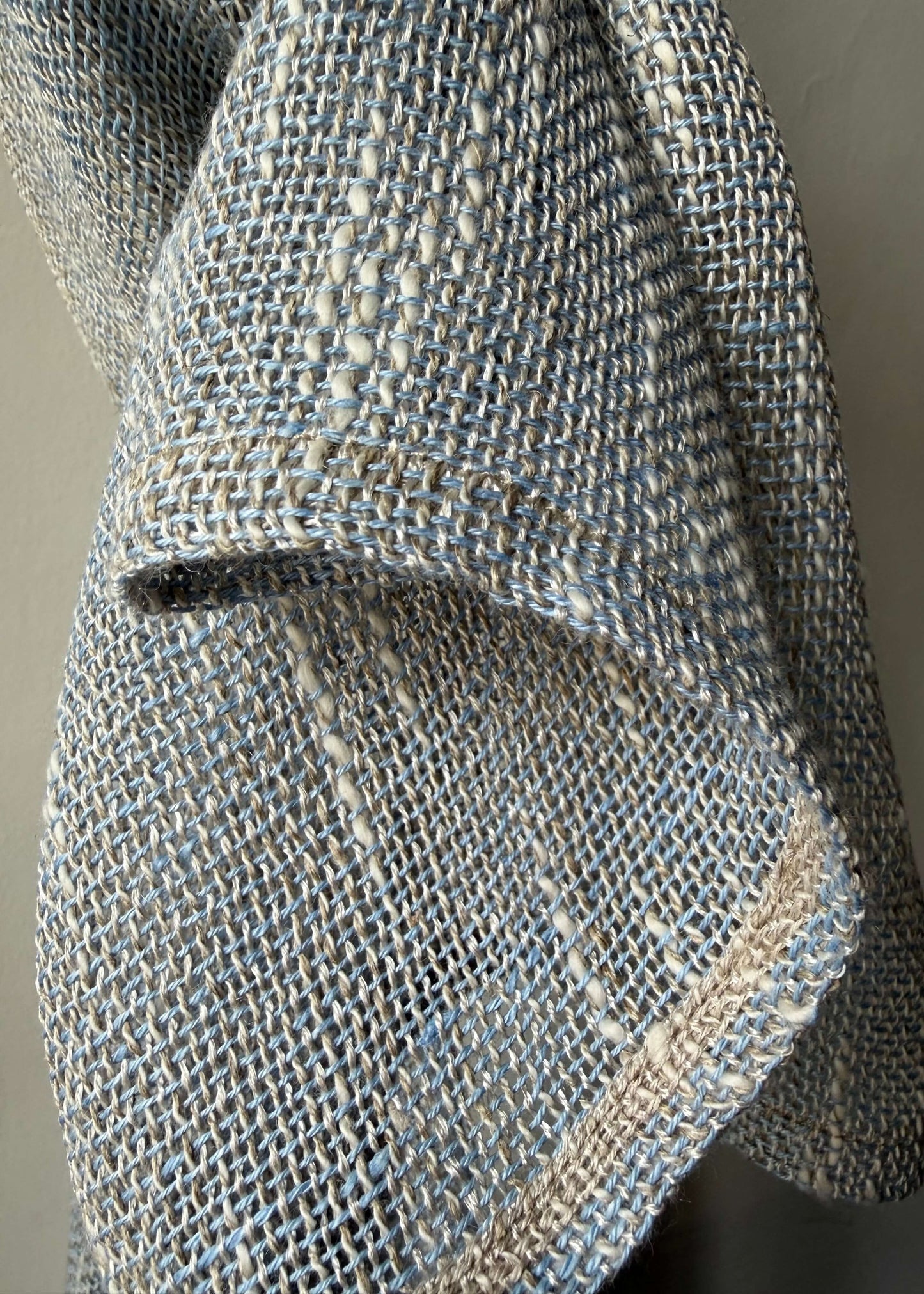 Linen & silk scarf WAVE - ice blue H