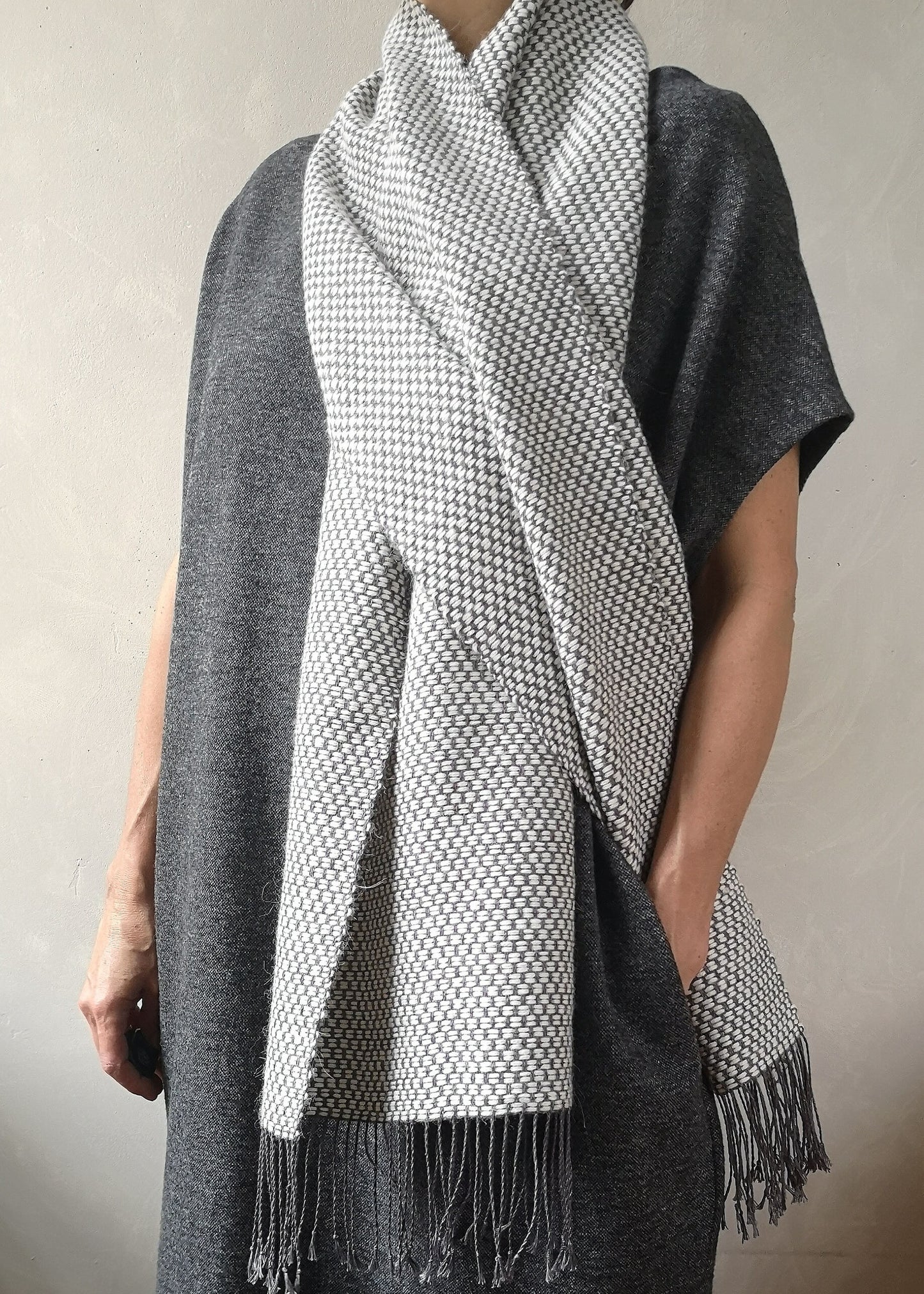 Linen & alpaca scarf RAXTI - white