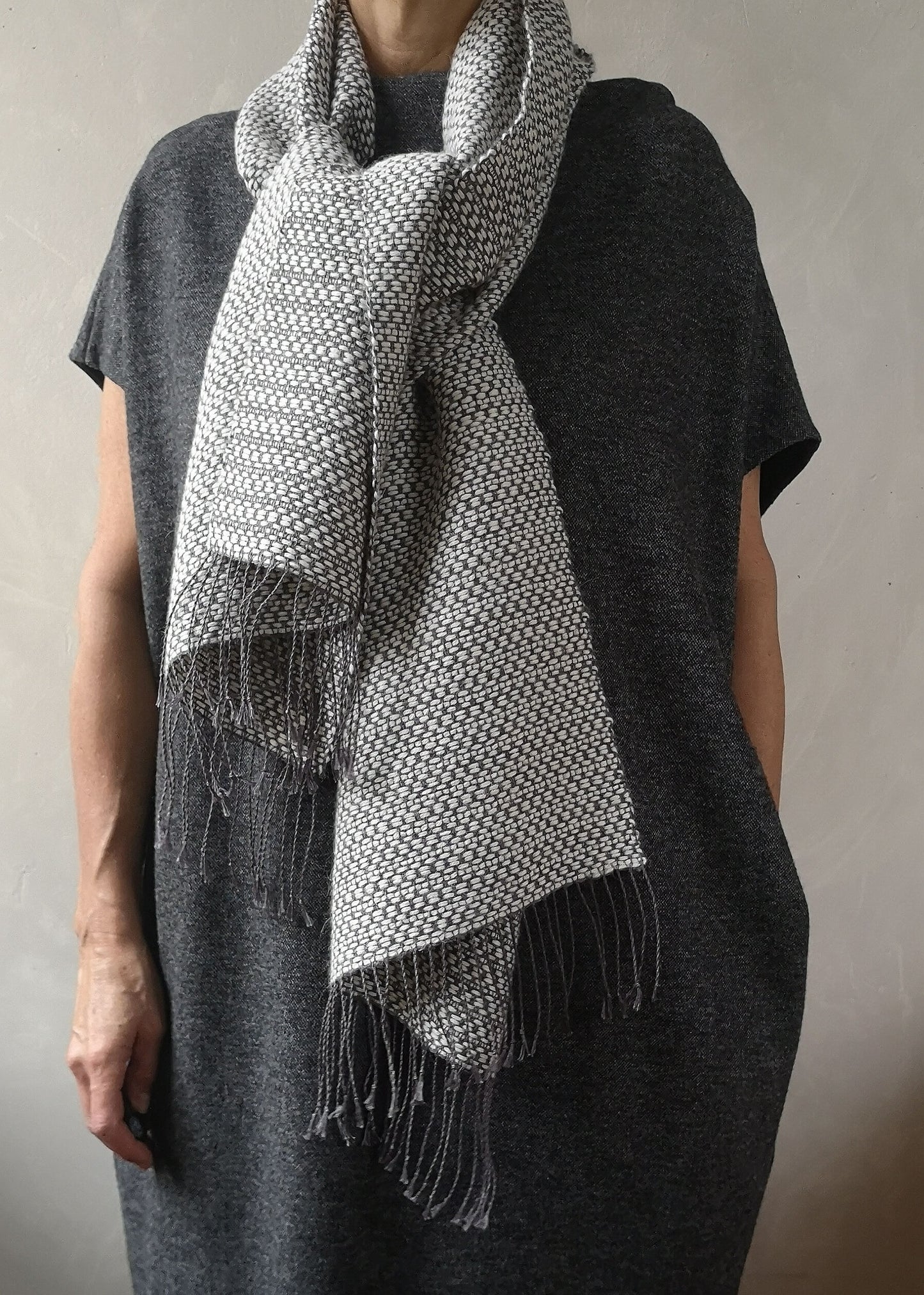 Linen & alpaca scarf RAXTI - white