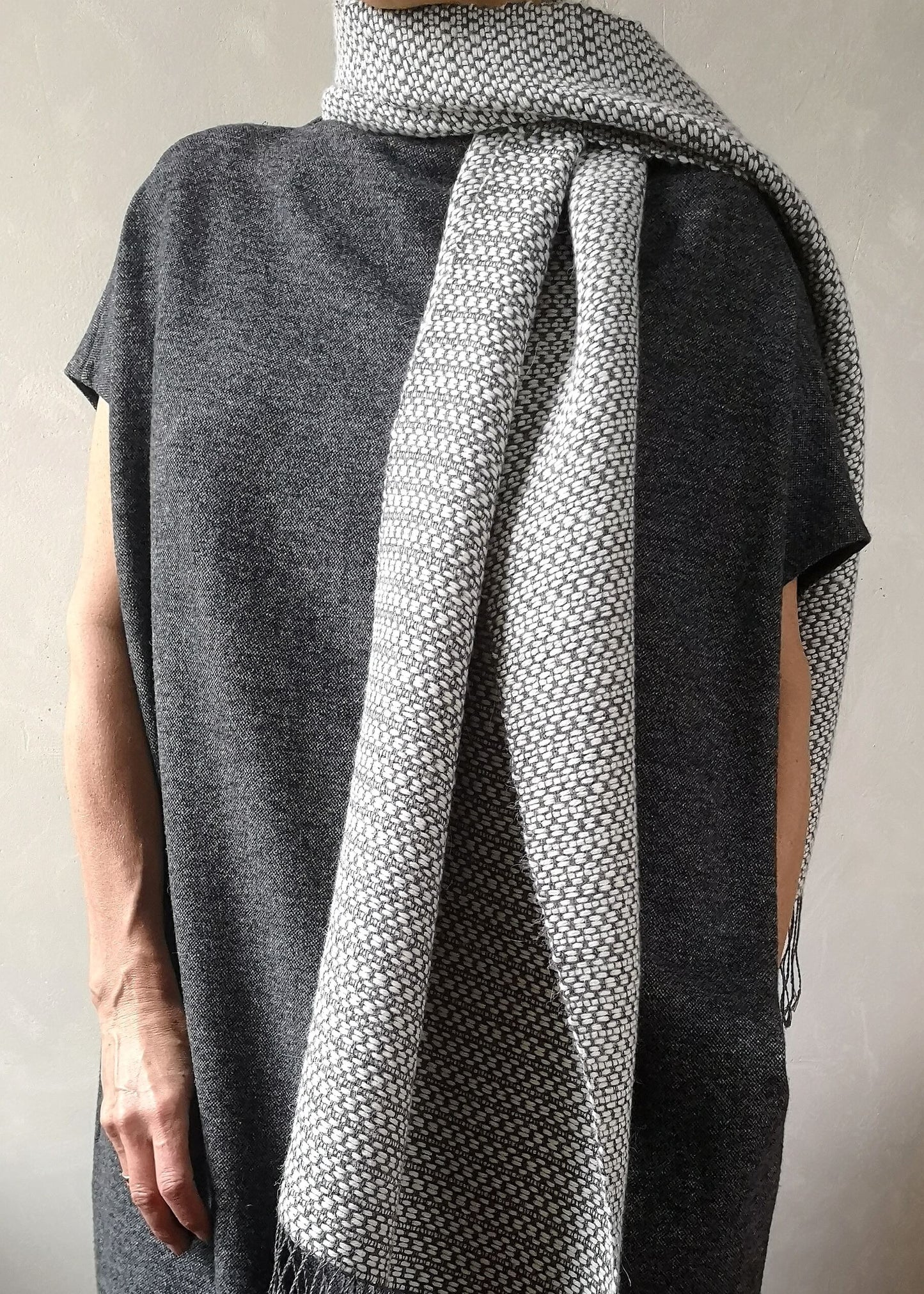 Linen & alpaca scarf RAXTI - white