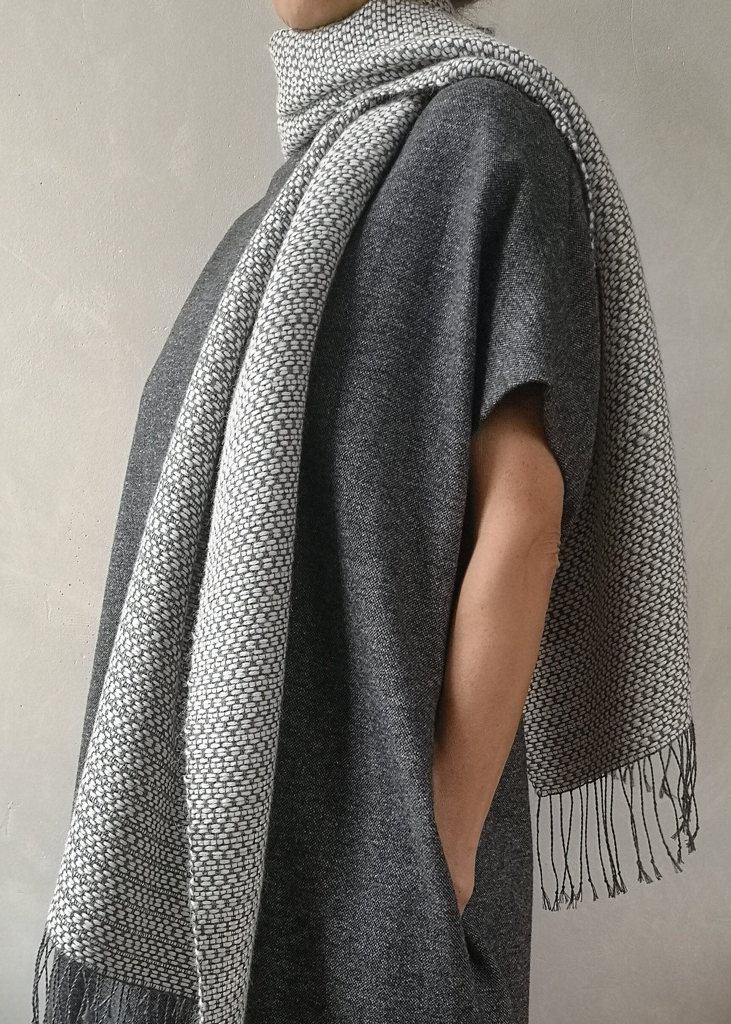 Linen & alpaca scarf RAXTI - white
