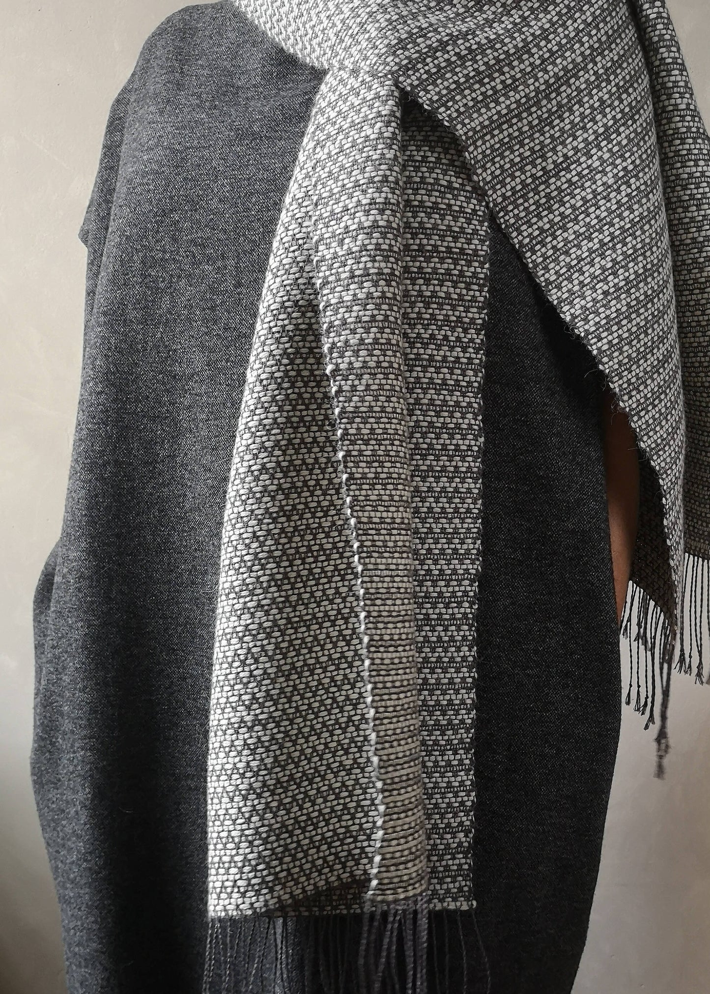 Linen & alpaca scarf RAXTI - white