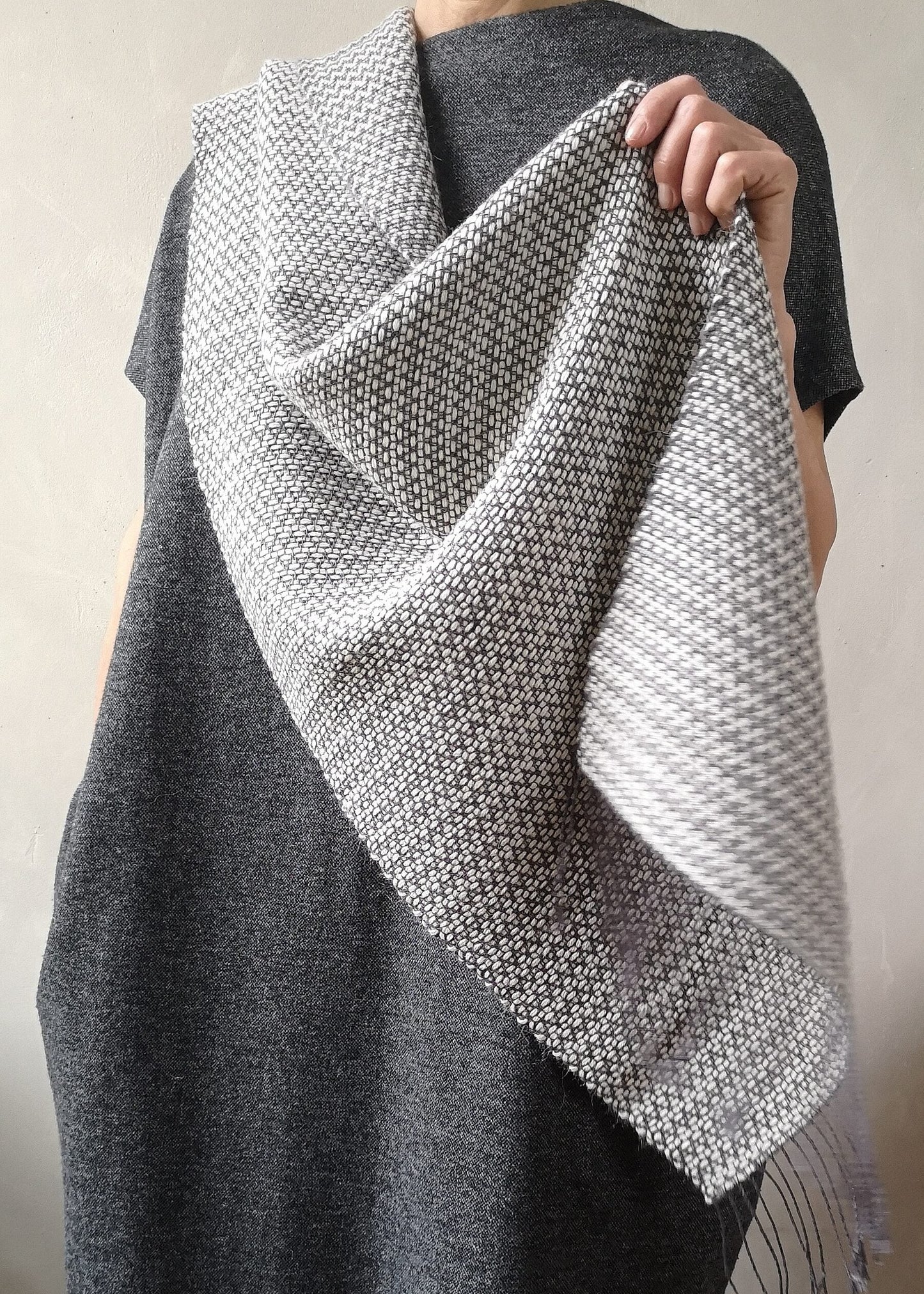 Linen & alpaca scarf RAXTI - white