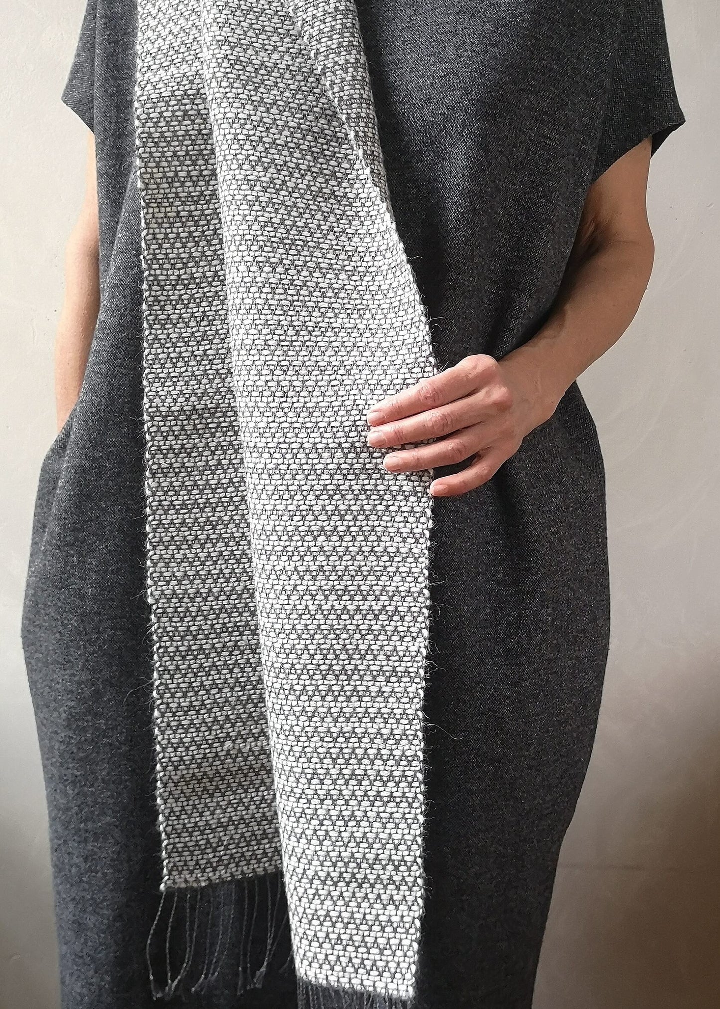 Linen & alpaca scarf RAXTI - white