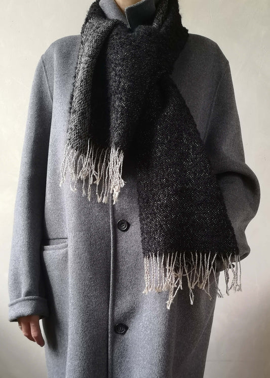 Linen & alpaca scarf RAXTI - black boucle