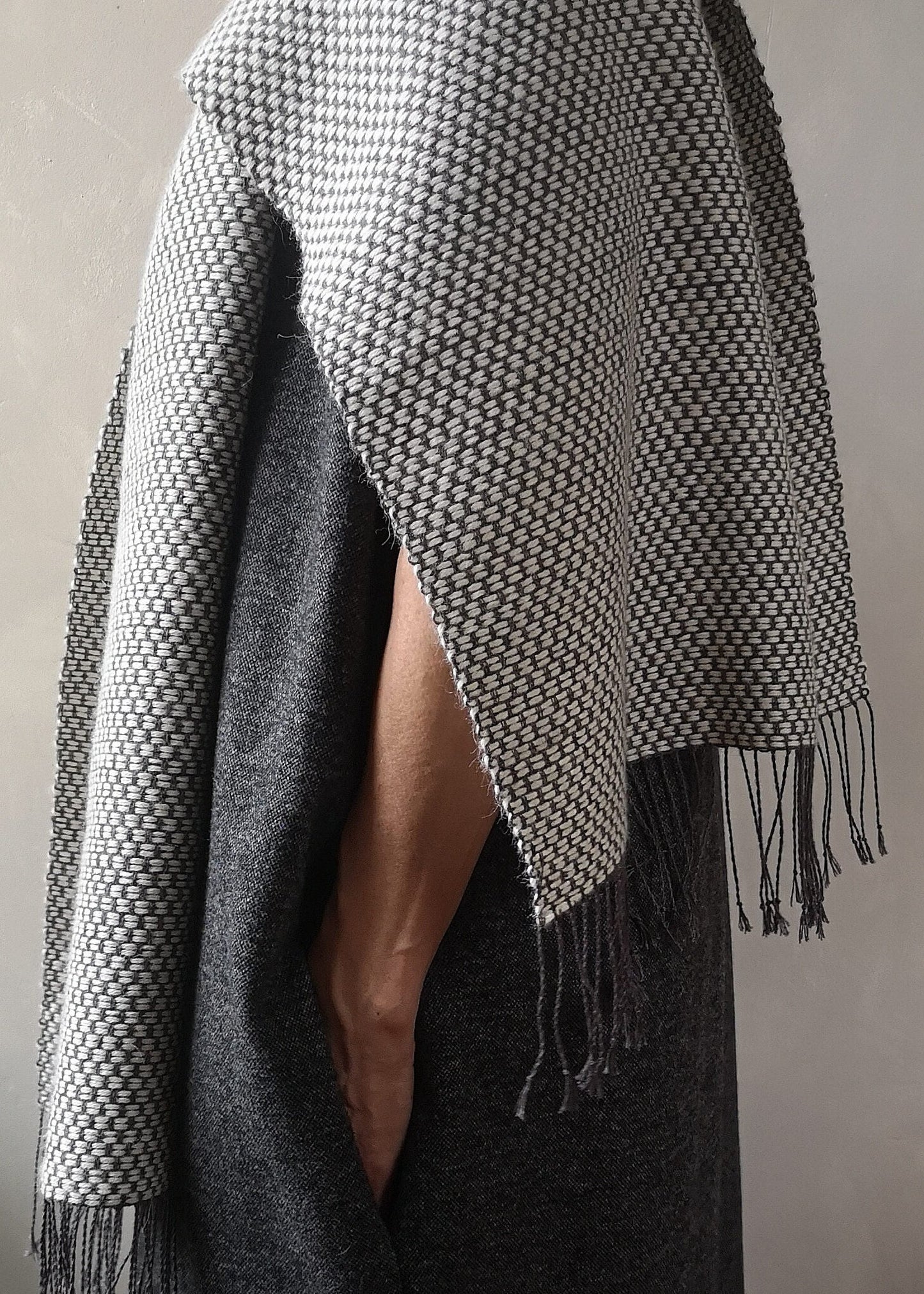 Linen & alpaca scarf RAXTI - white