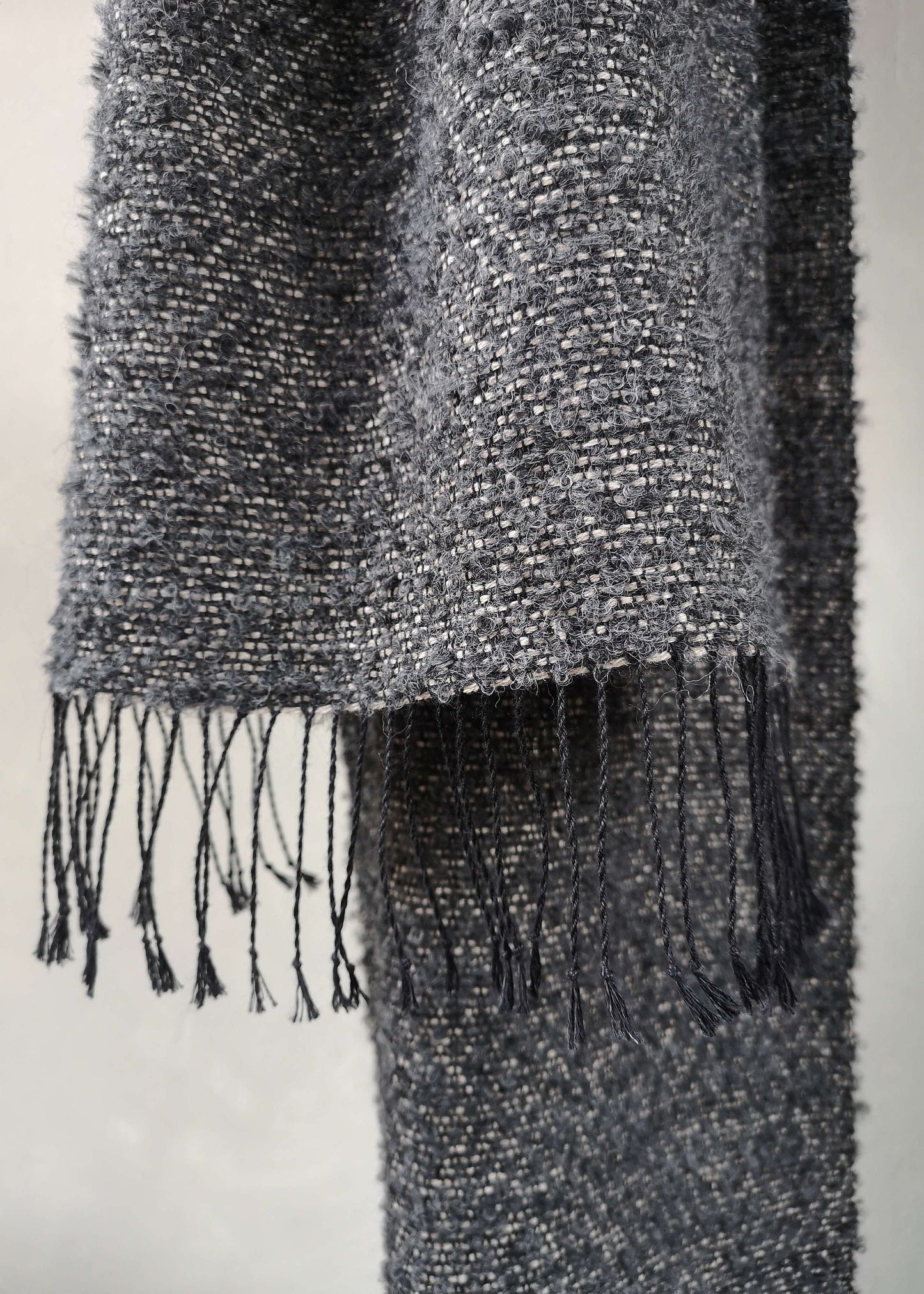 Linen & alpaca scarf RAXTI - grey boucle & beige