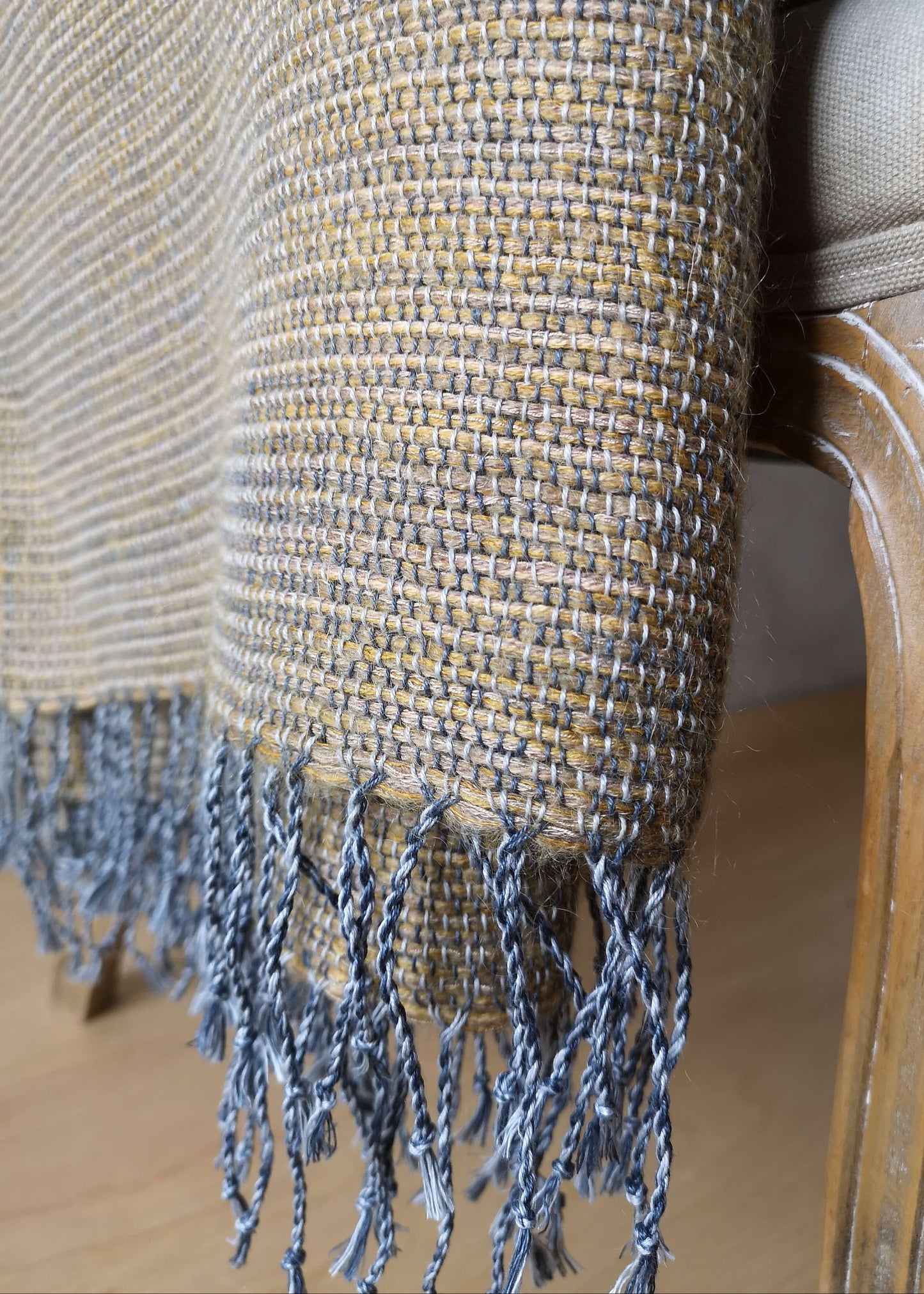 Wool & linen mix throw - mustard