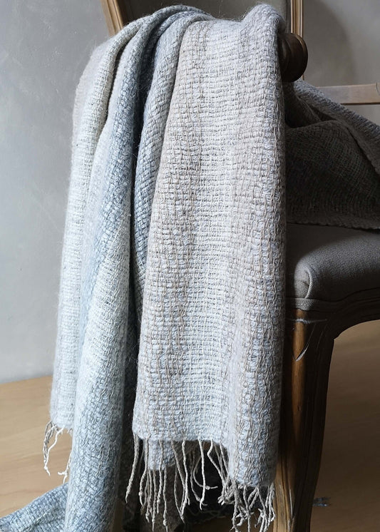 Wool & linen mix throw - beige