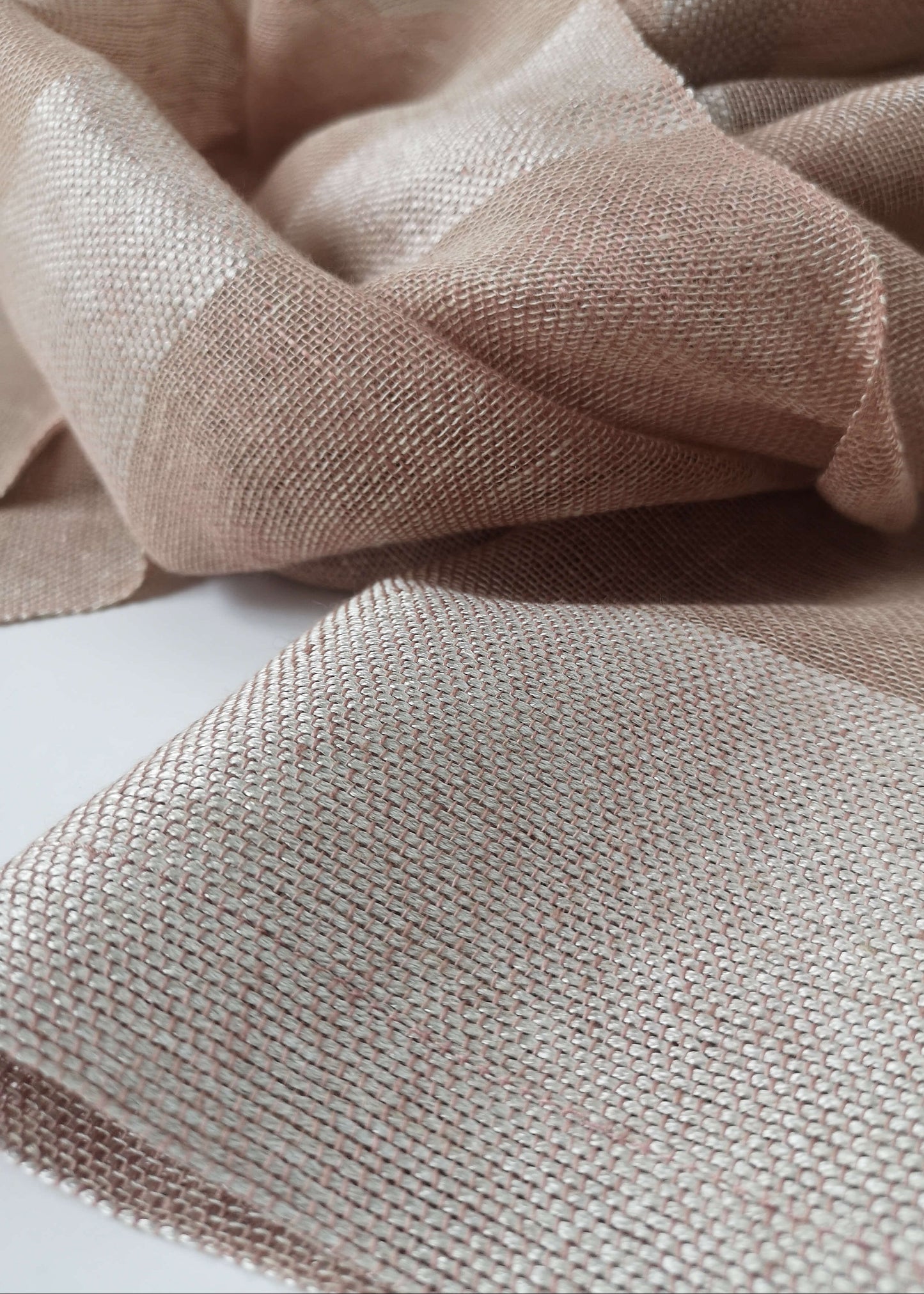 Linen and silk mix scarf OPERA - narrow OLD ROSE