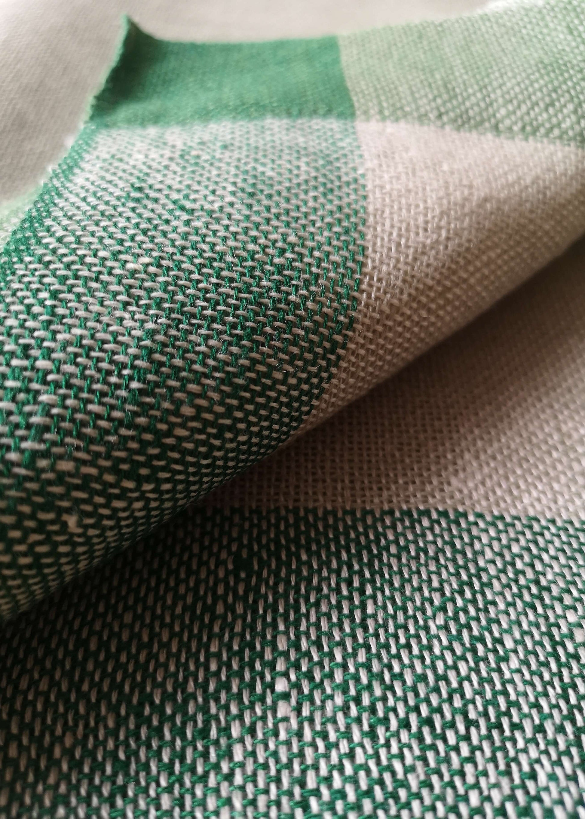 Close-up of green and white checkered