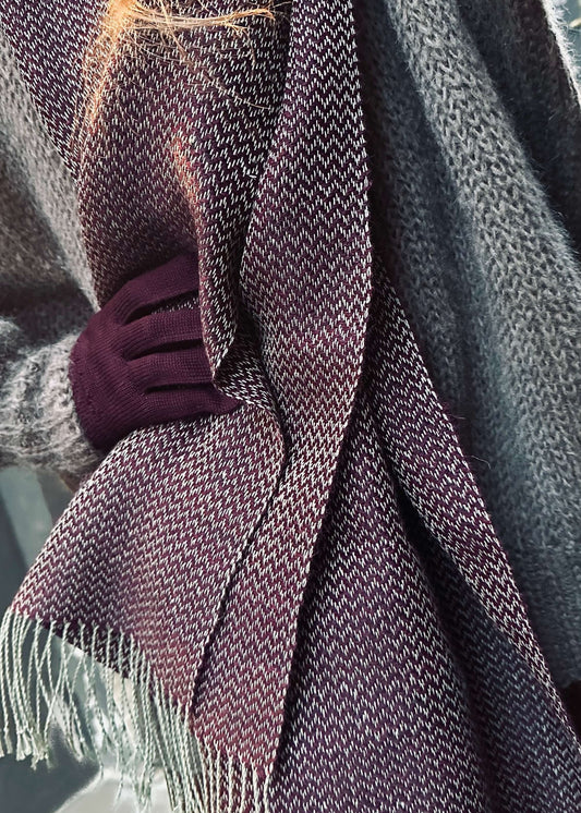Linen & alpaca scarf RAXTI - burgundy